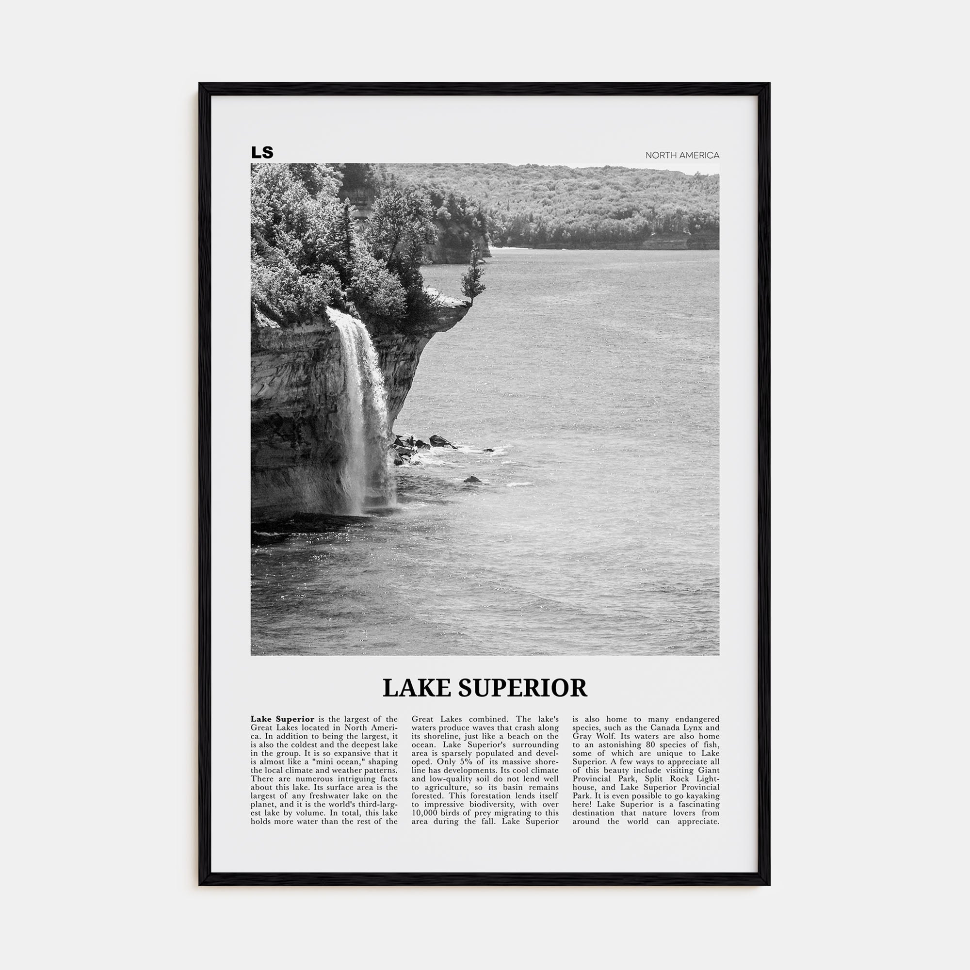 Lake Superior Travel B&W Poster