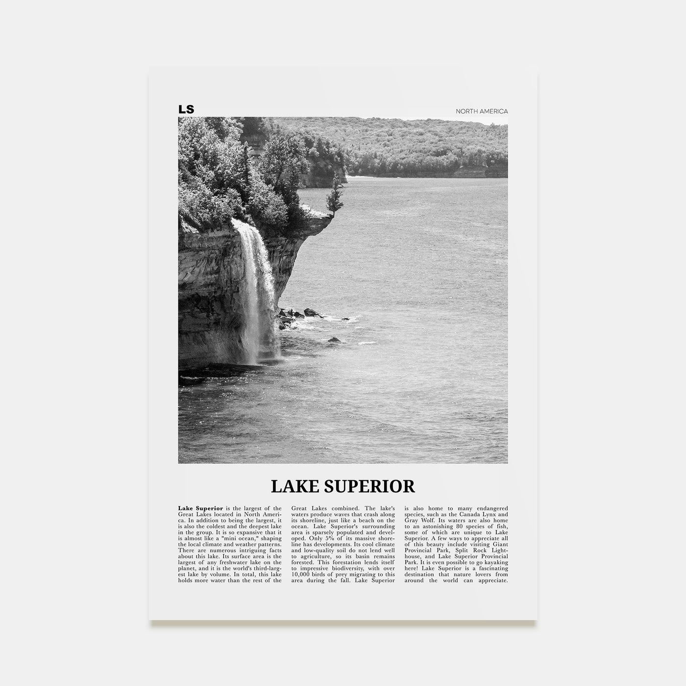 Lake Superior Travel B&W Poster