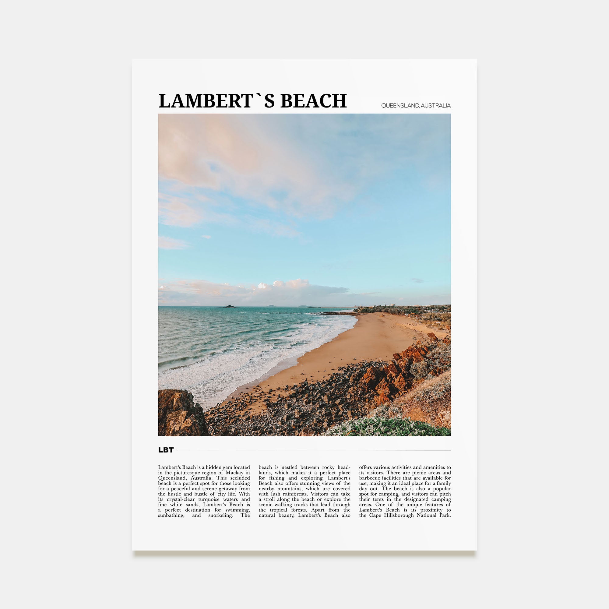 Lamberts Beach Travel Color Poster