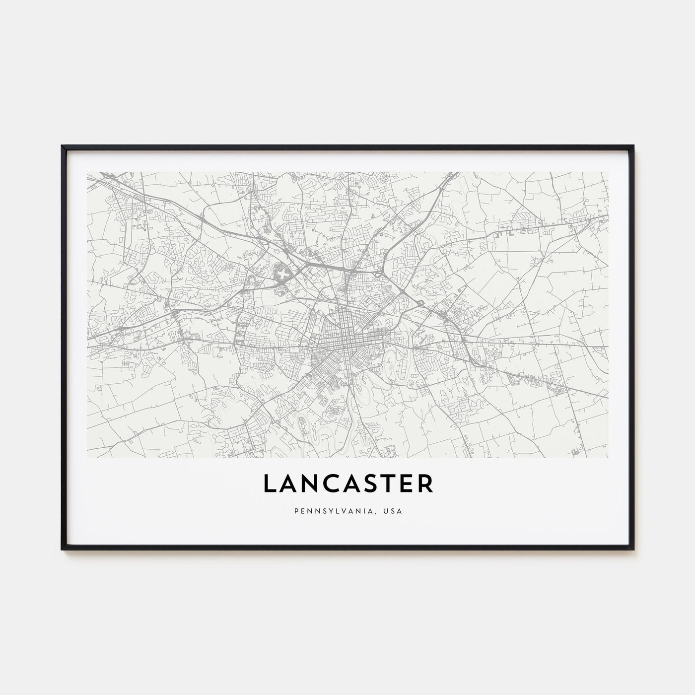 Lancaster, Pennsylvania Map Landscape Poster