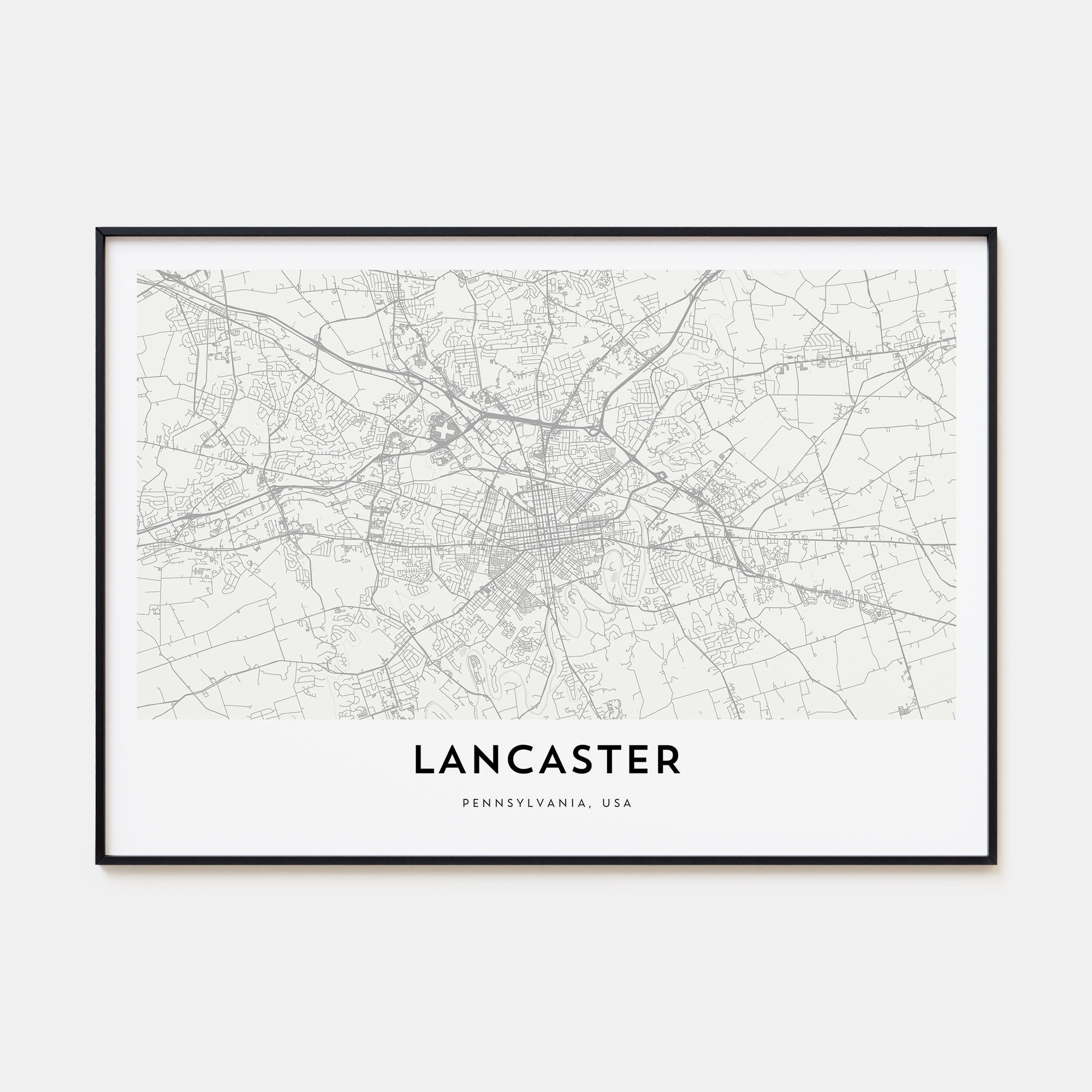 Lancaster, Pennsylvania Map Landscape Poster