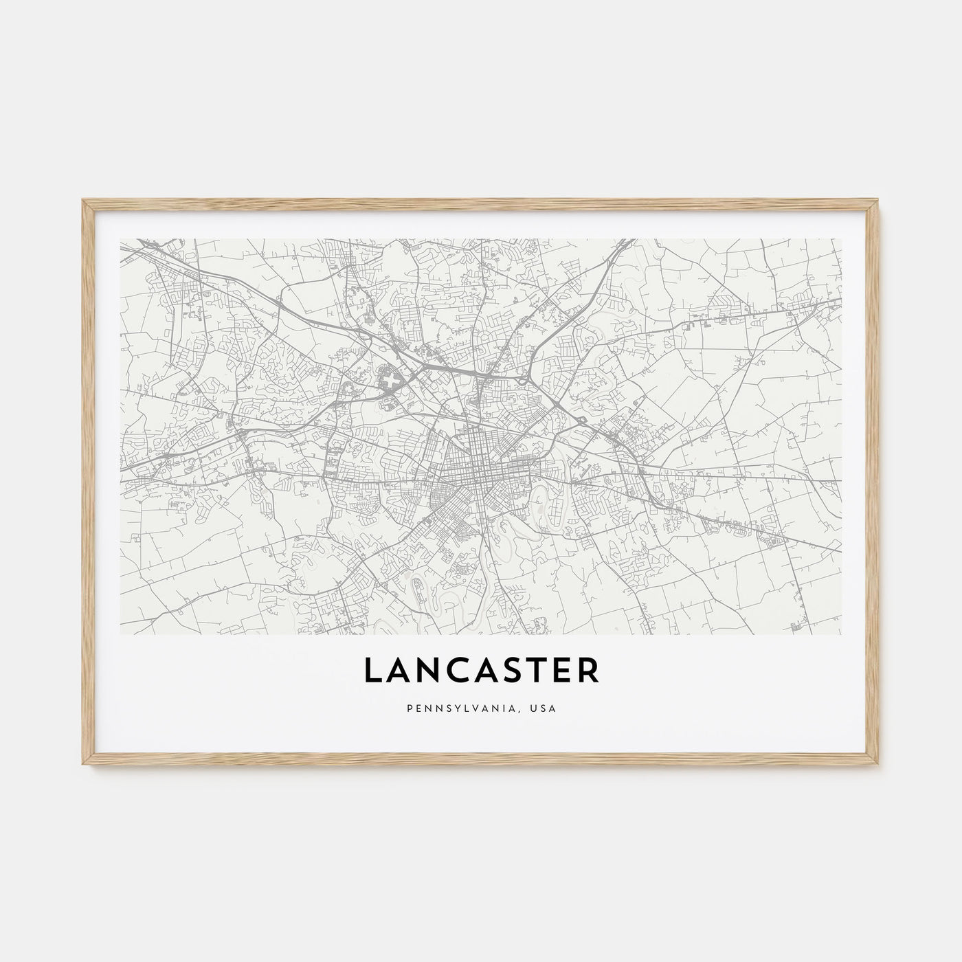 Lancaster, Pennsylvania Map Landscape Poster