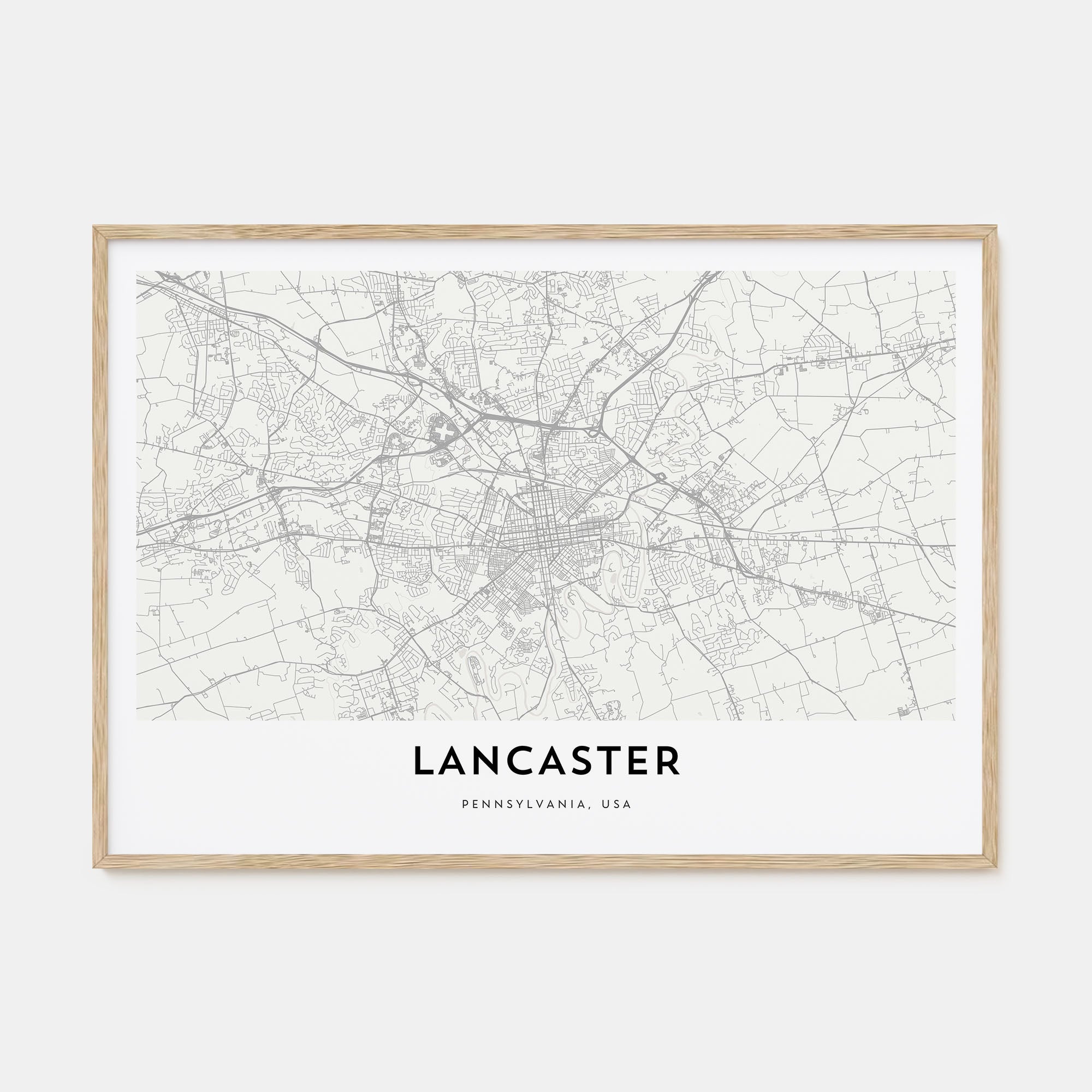 Lancaster, Pennsylvania Map Landscape Poster