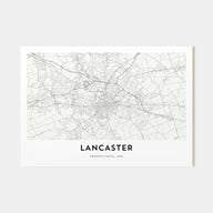 Lancaster, Pennsylvania Map Landscape Poster