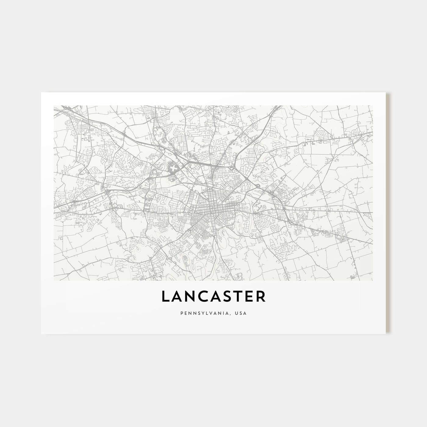 Lancaster, Pennsylvania Map Landscape Poster