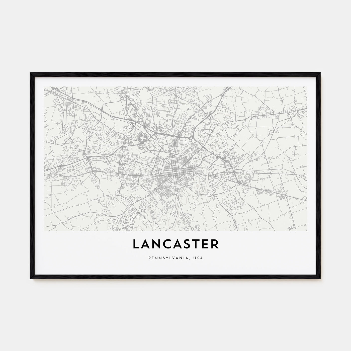Lancaster, Pennsylvania Map Landscape Poster