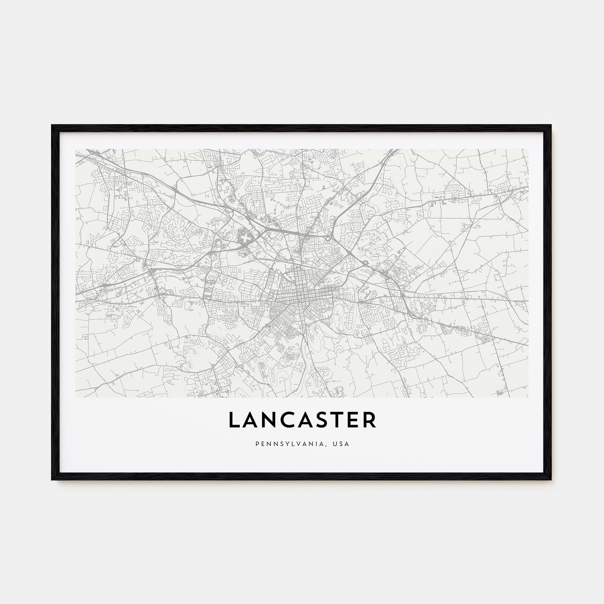 Lancaster, Pennsylvania Map Landscape Poster
