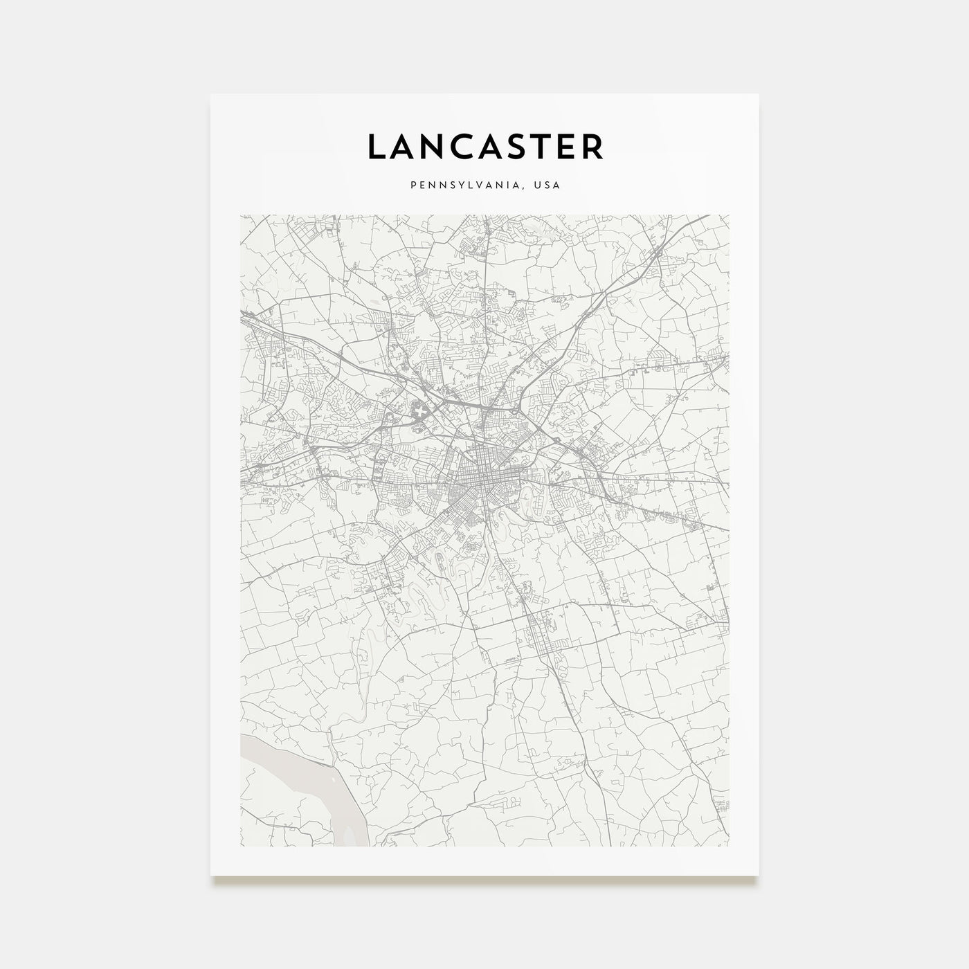 Lancaster, Pennsylvania Map Portrait Poster