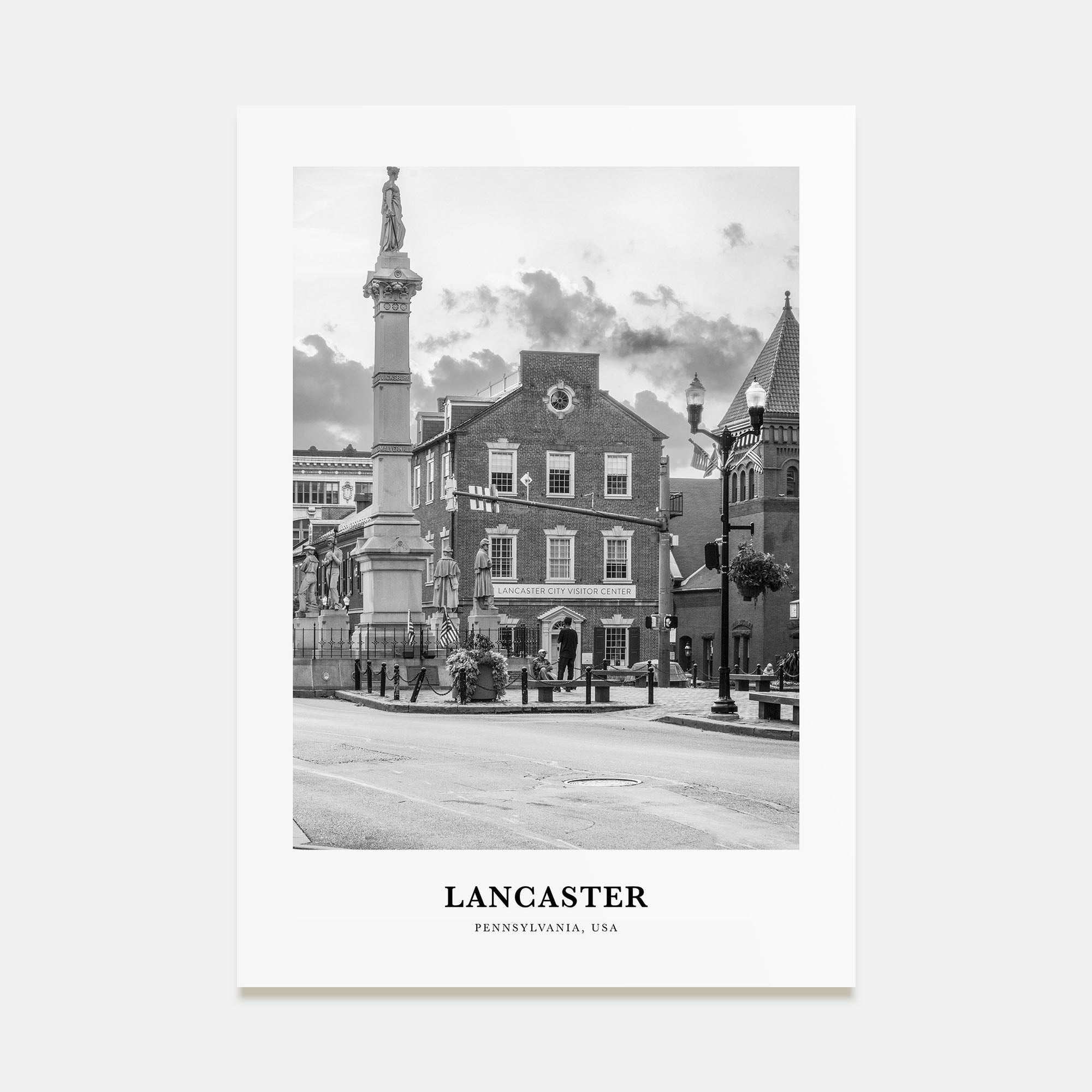 Lancaster, Pennsylvania Portrait B&W Poster