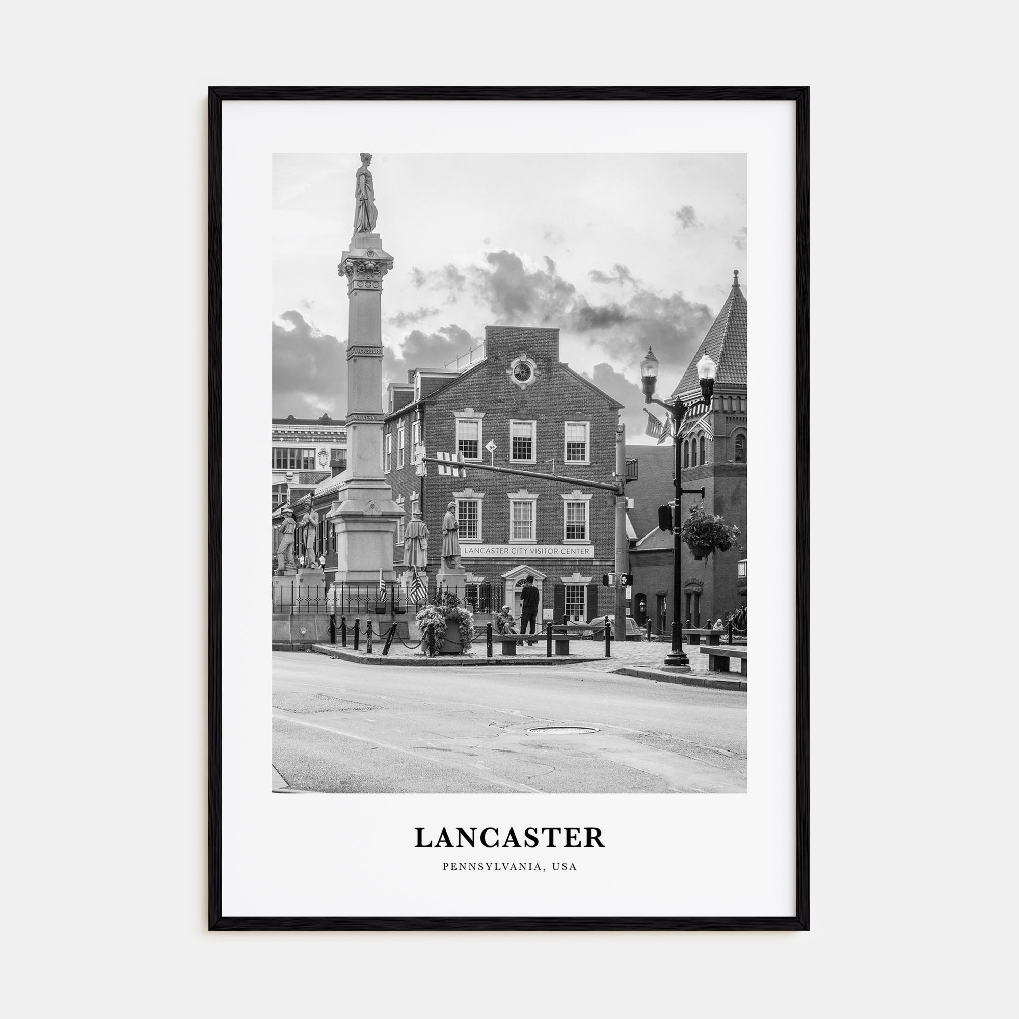 Lancaster, Pennsylvania Portrait B&W Poster
