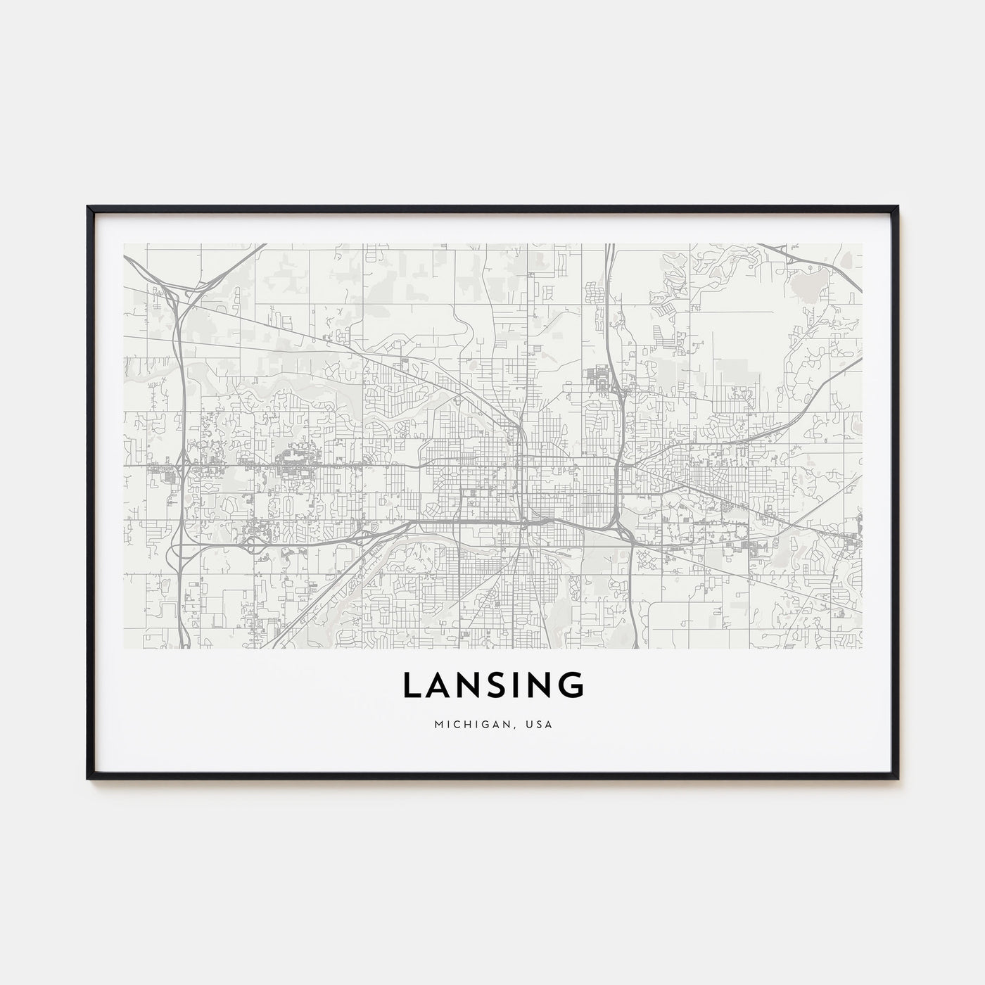 Lansing Map Landscape Poster