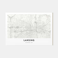 Lansing Map Landscape Poster