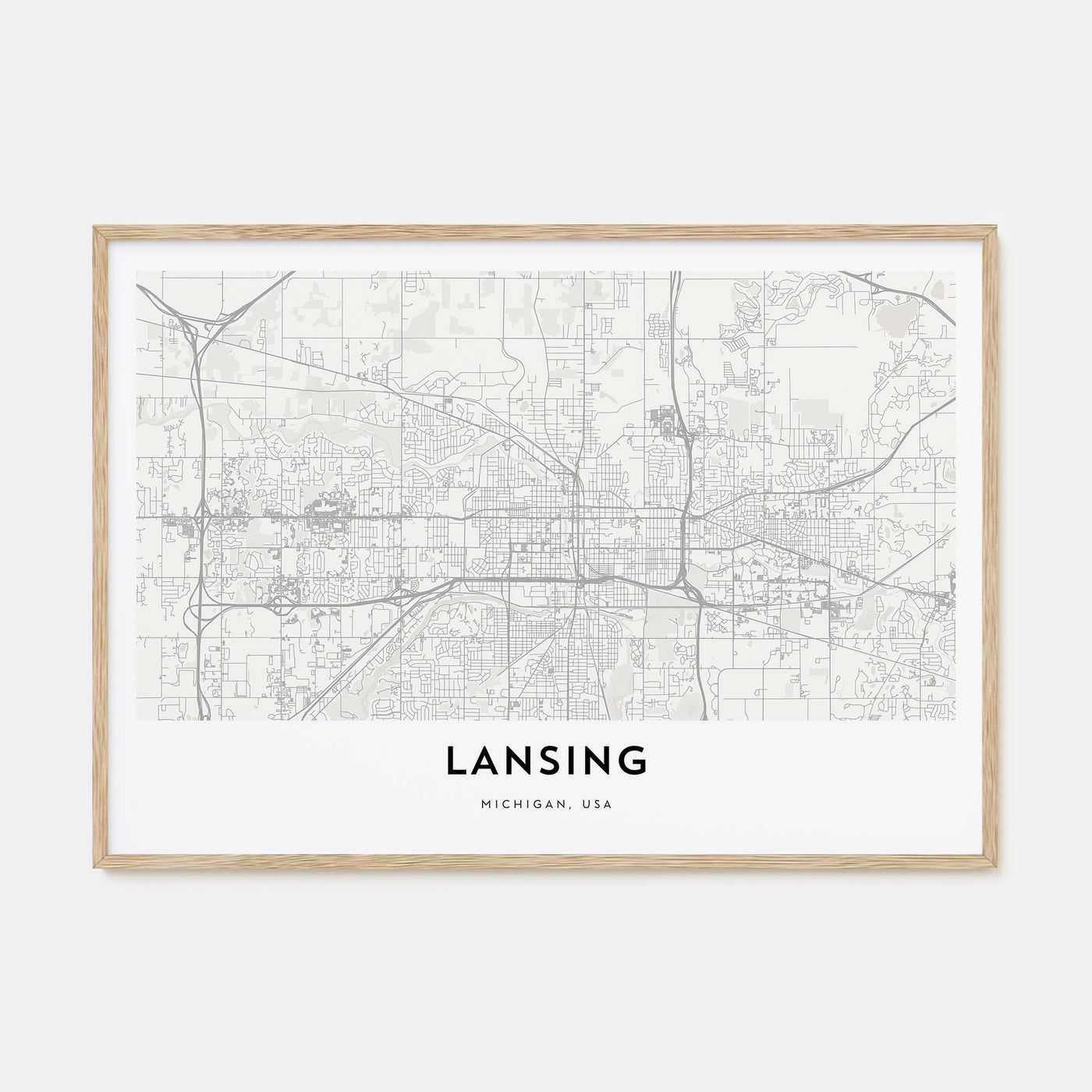 Lansing Map Landscape Poster
