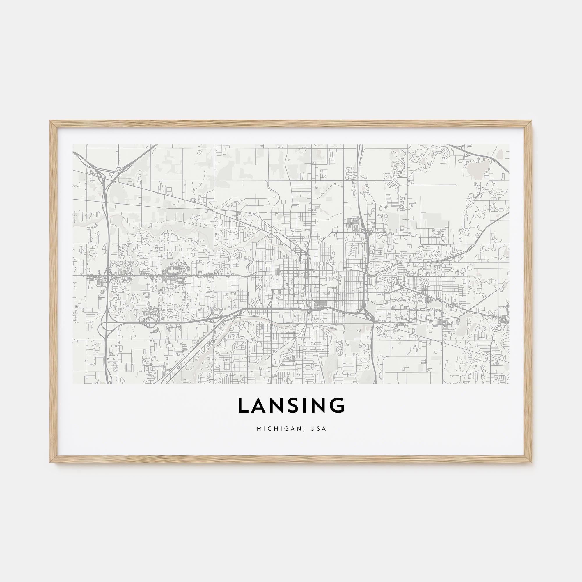 Lansing Map Landscape Poster