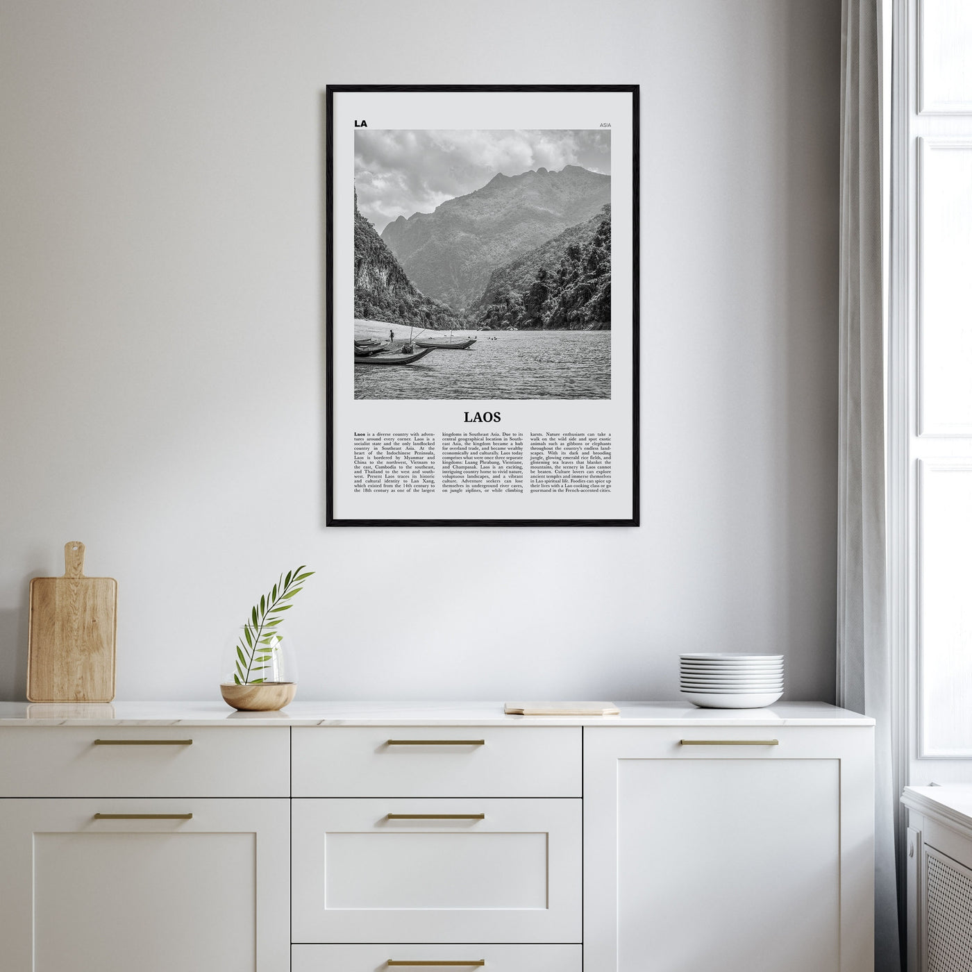 Laos Travel B&W No 1 Poster