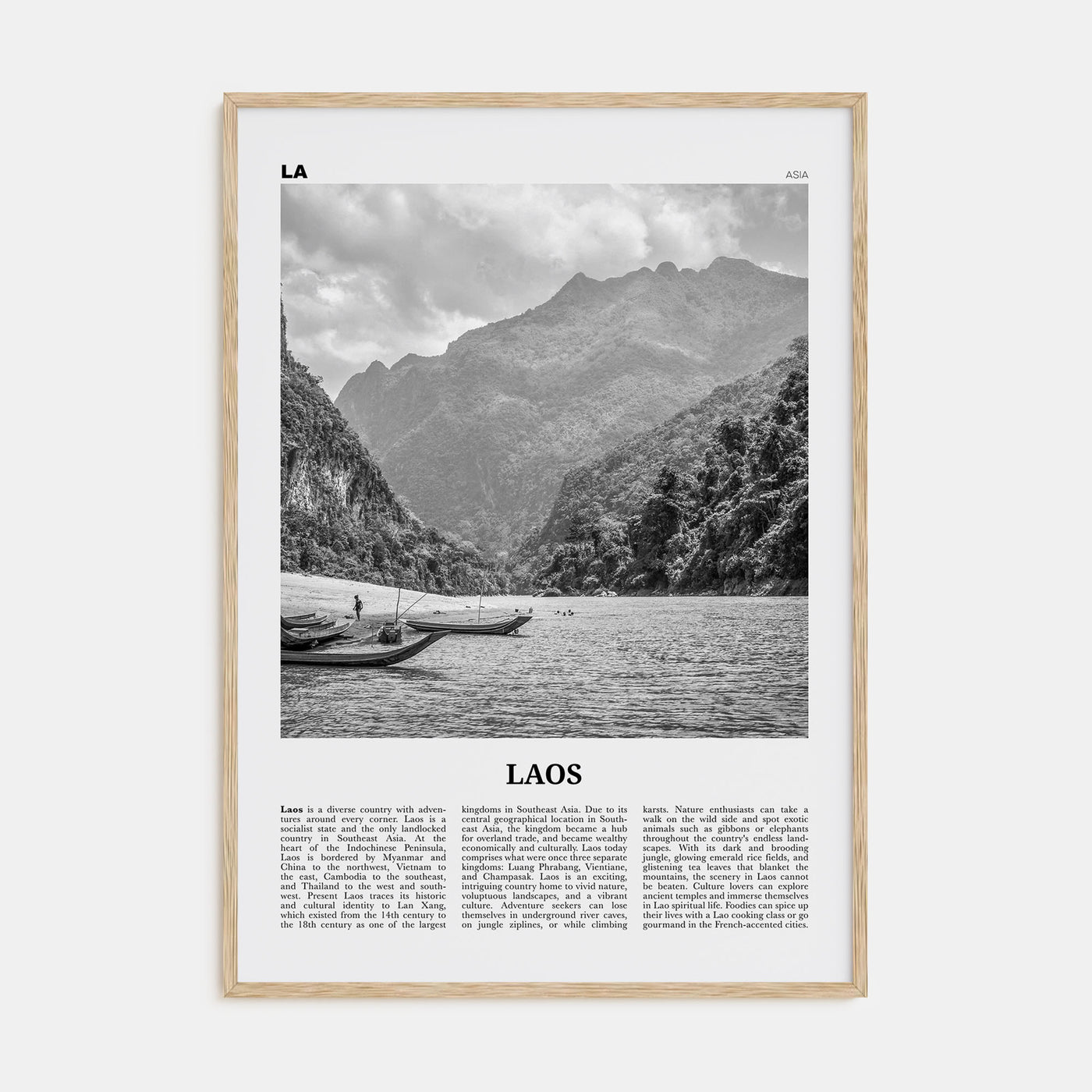 Laos Travel B&W No 1 Poster