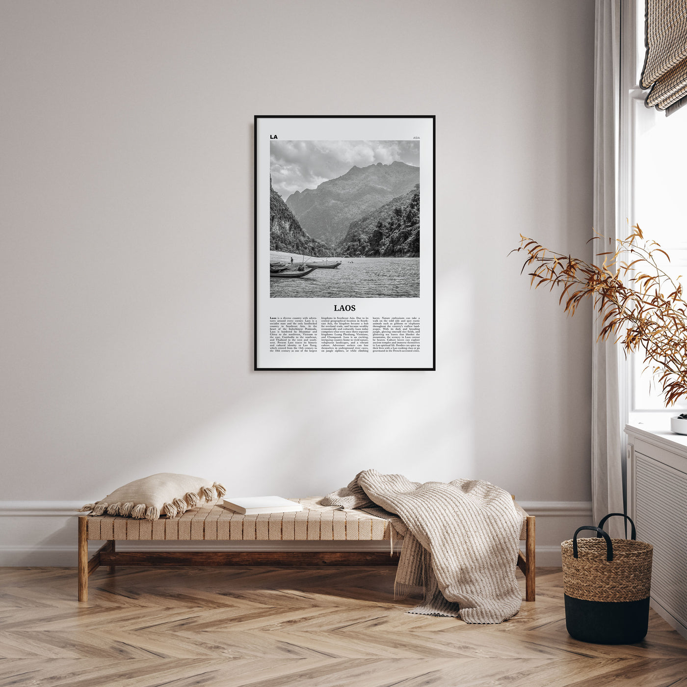 Laos Travel B&W No 1 Poster