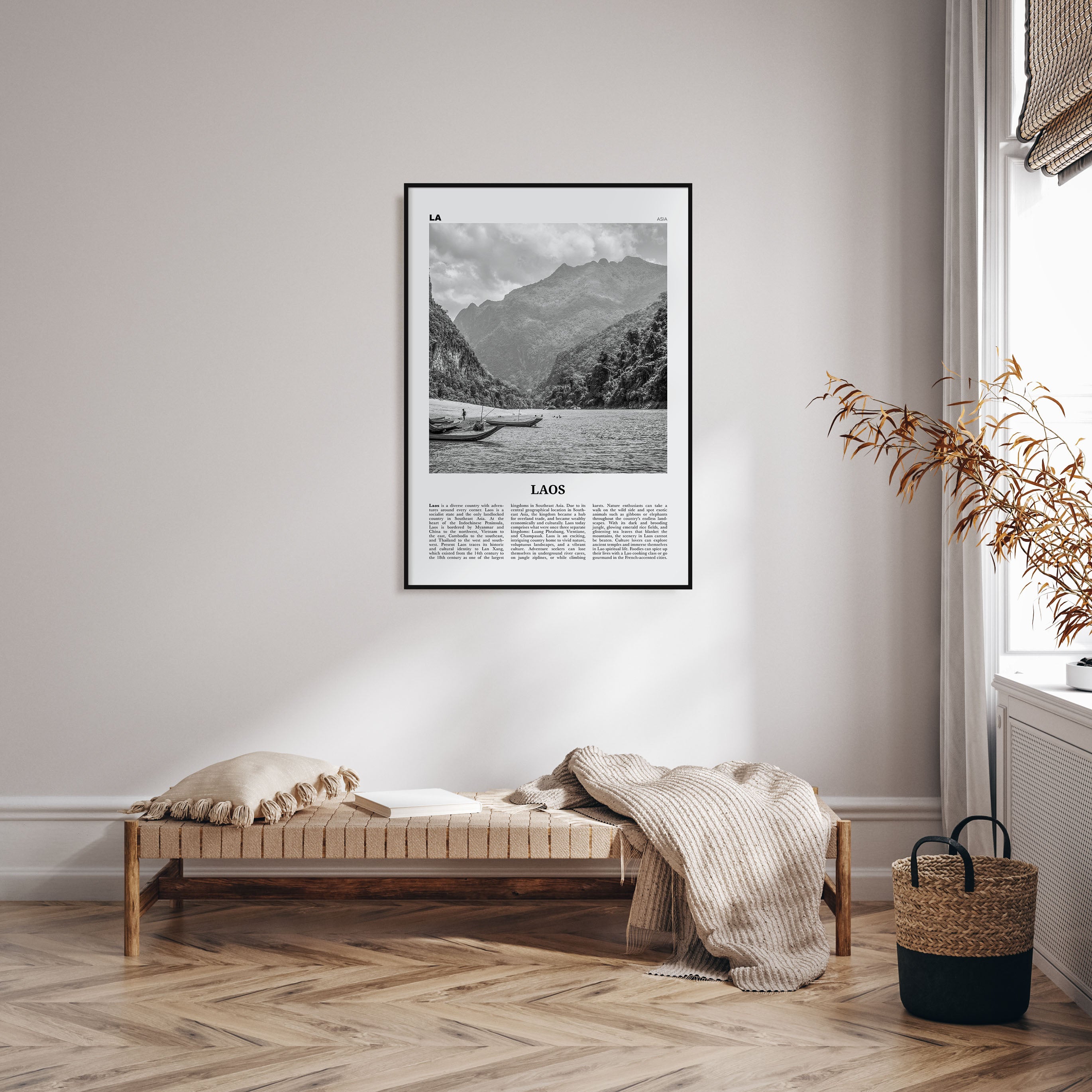 Laos Travel B&W No 1 Poster
