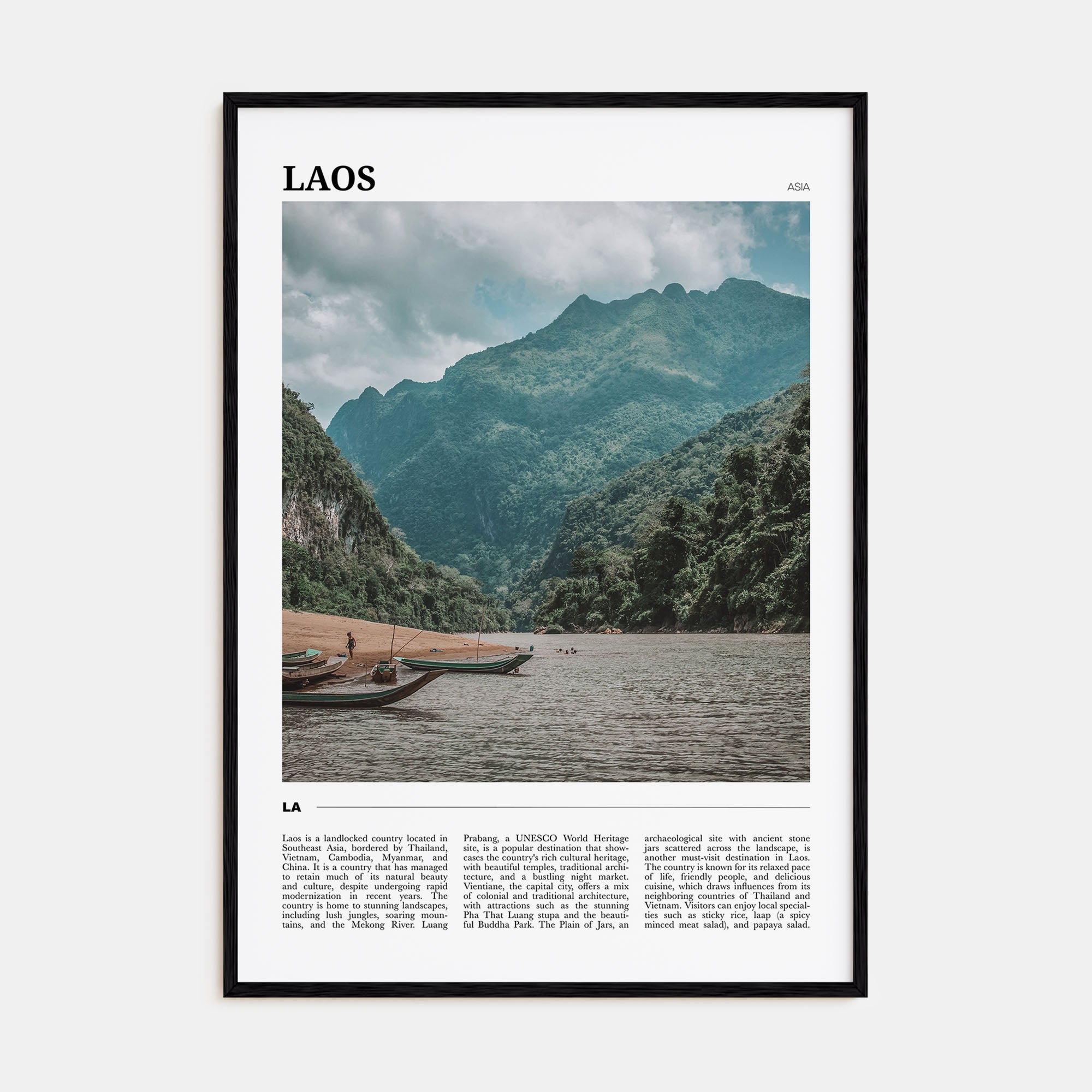 Laos Travel Color Poster