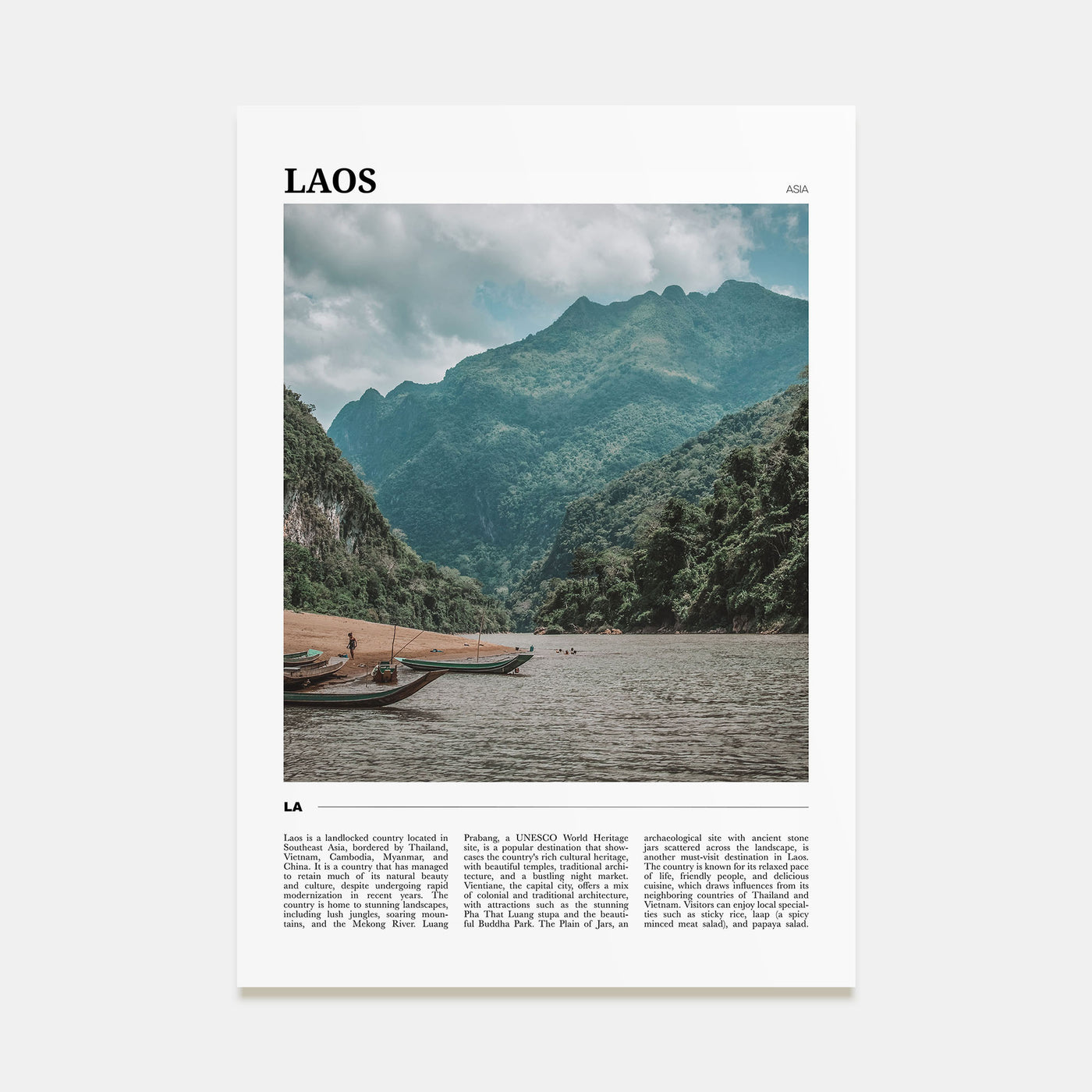 Laos Travel Color Poster
