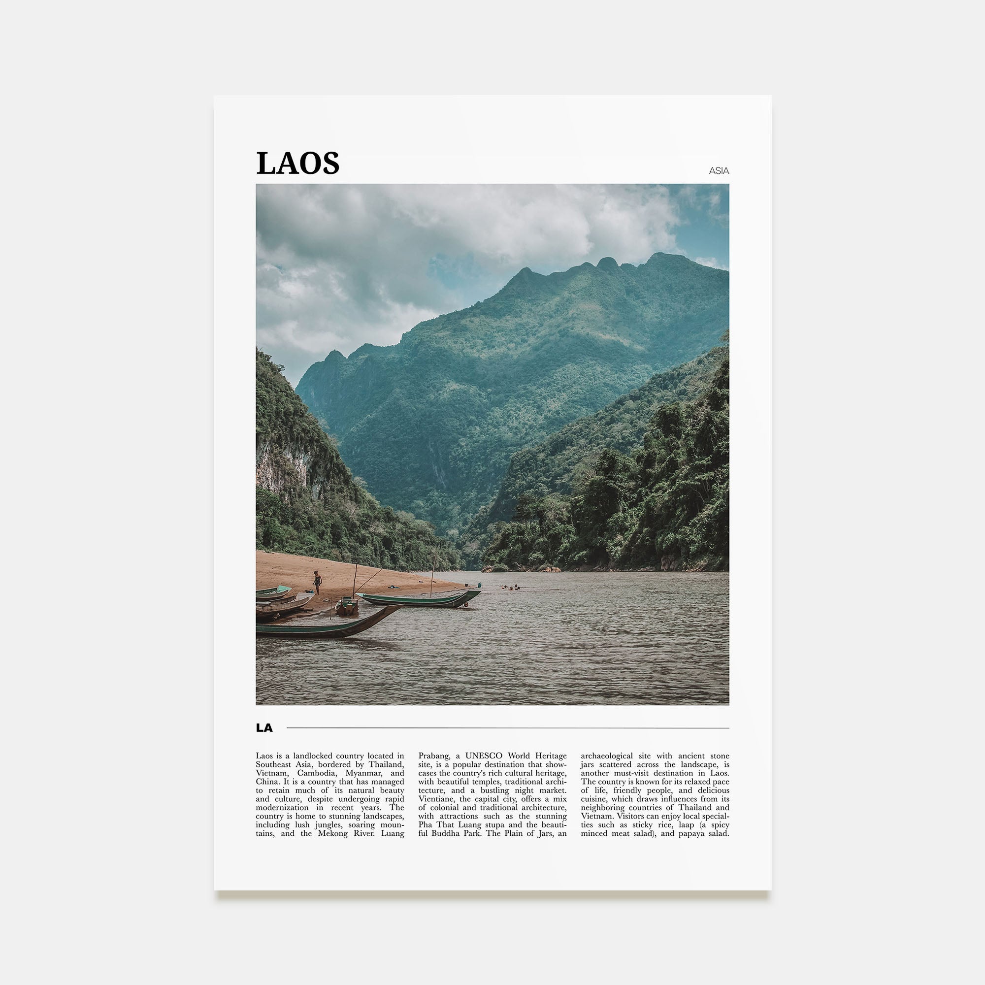 Laos Travel Color Poster