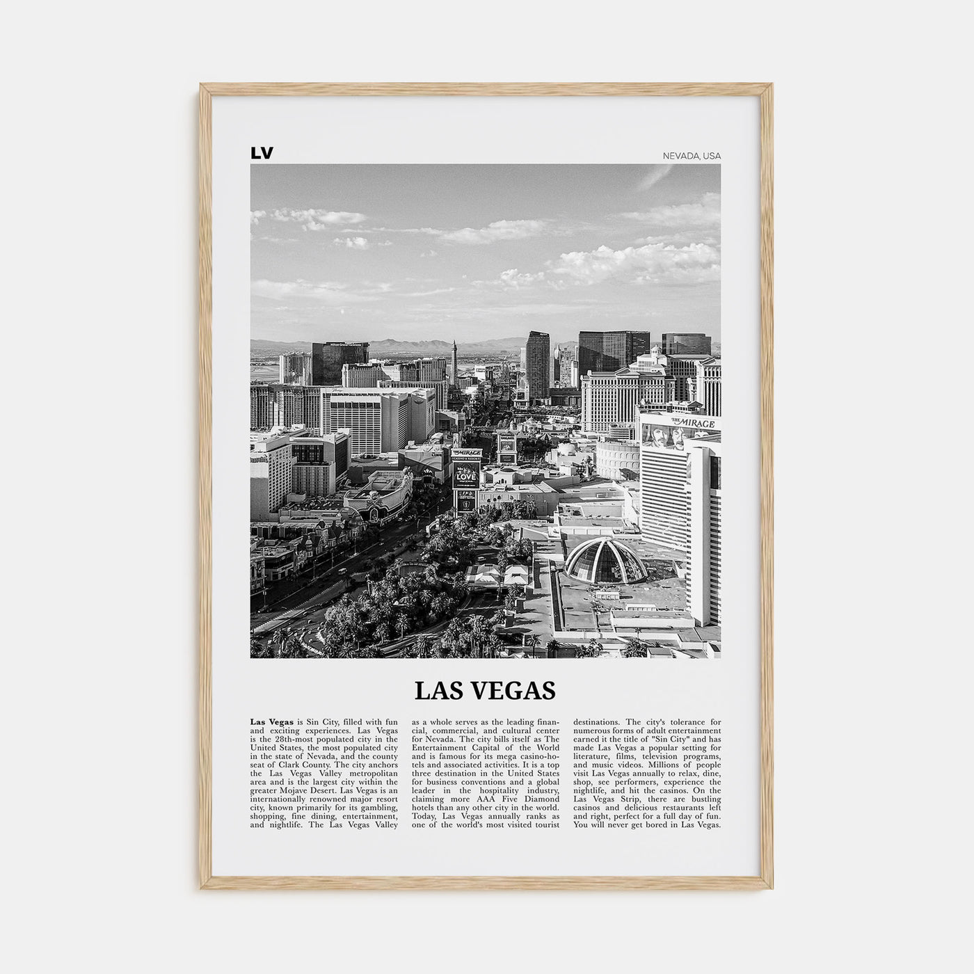 Las Vegas Travel B&W No 2 Poster