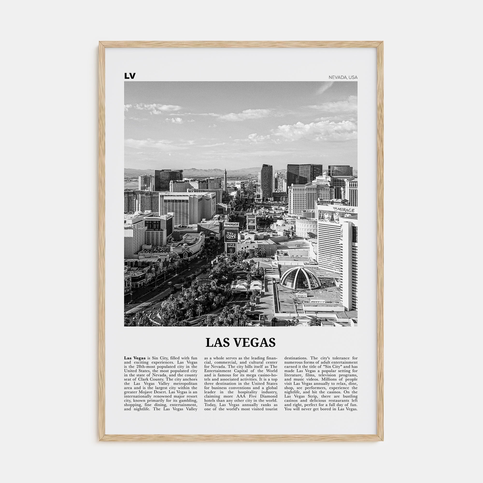 Las Vegas Travel B&W No 2 Poster