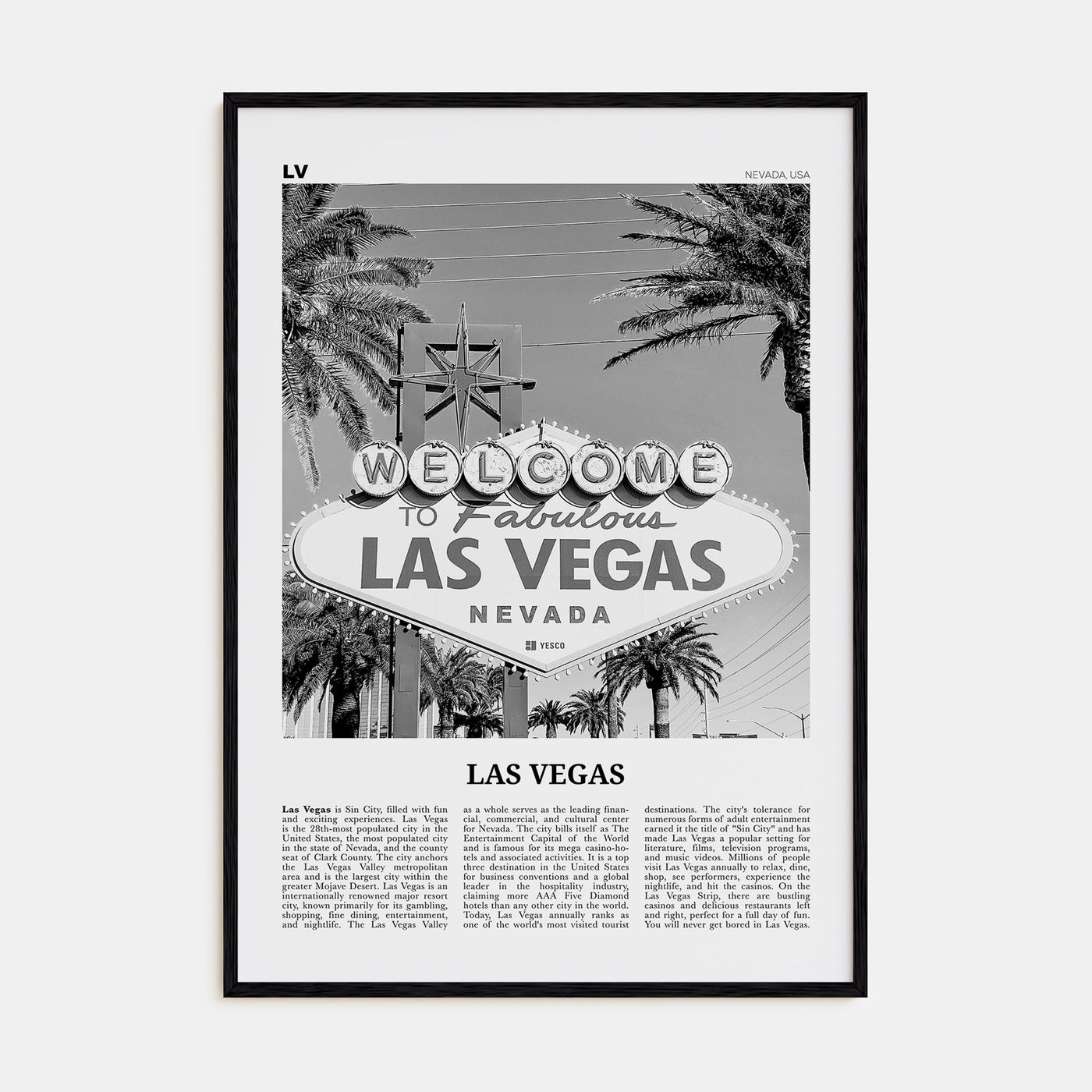 Las Vegas Travel B&W No 3 Poster