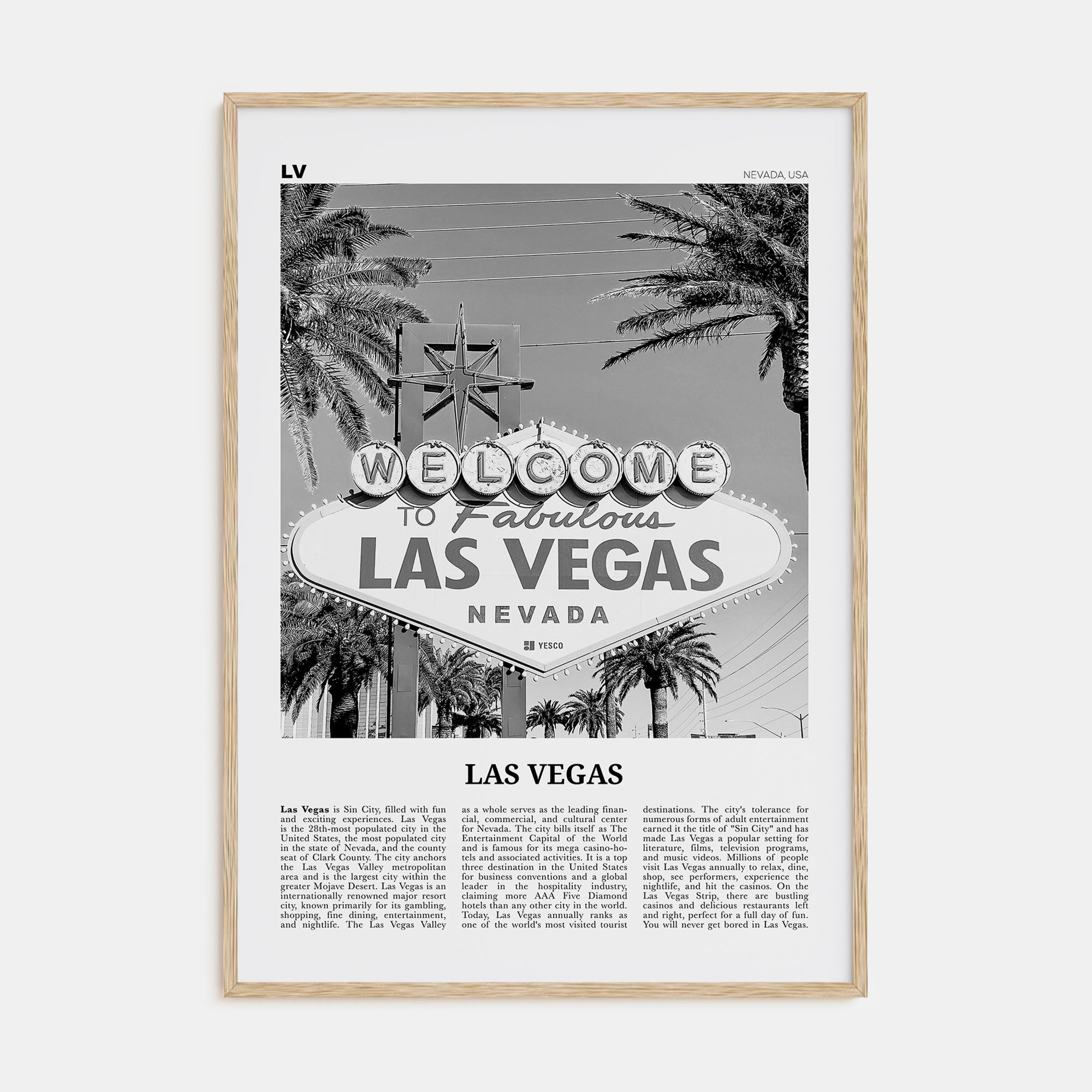 Las Vegas Travel B&W No 3 Poster