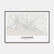 Lausanne Map Landscape Poster