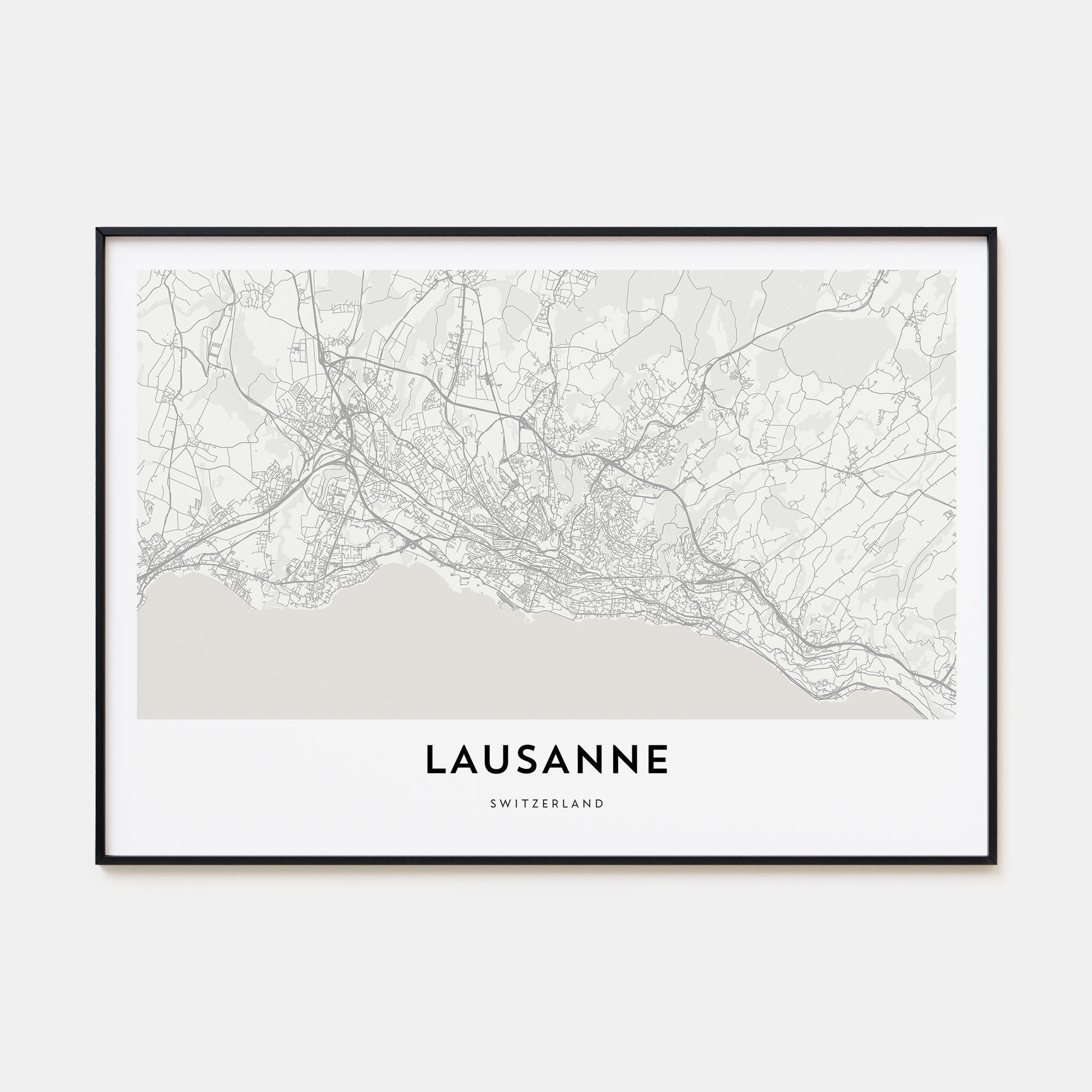 Lausanne Map Landscape Poster