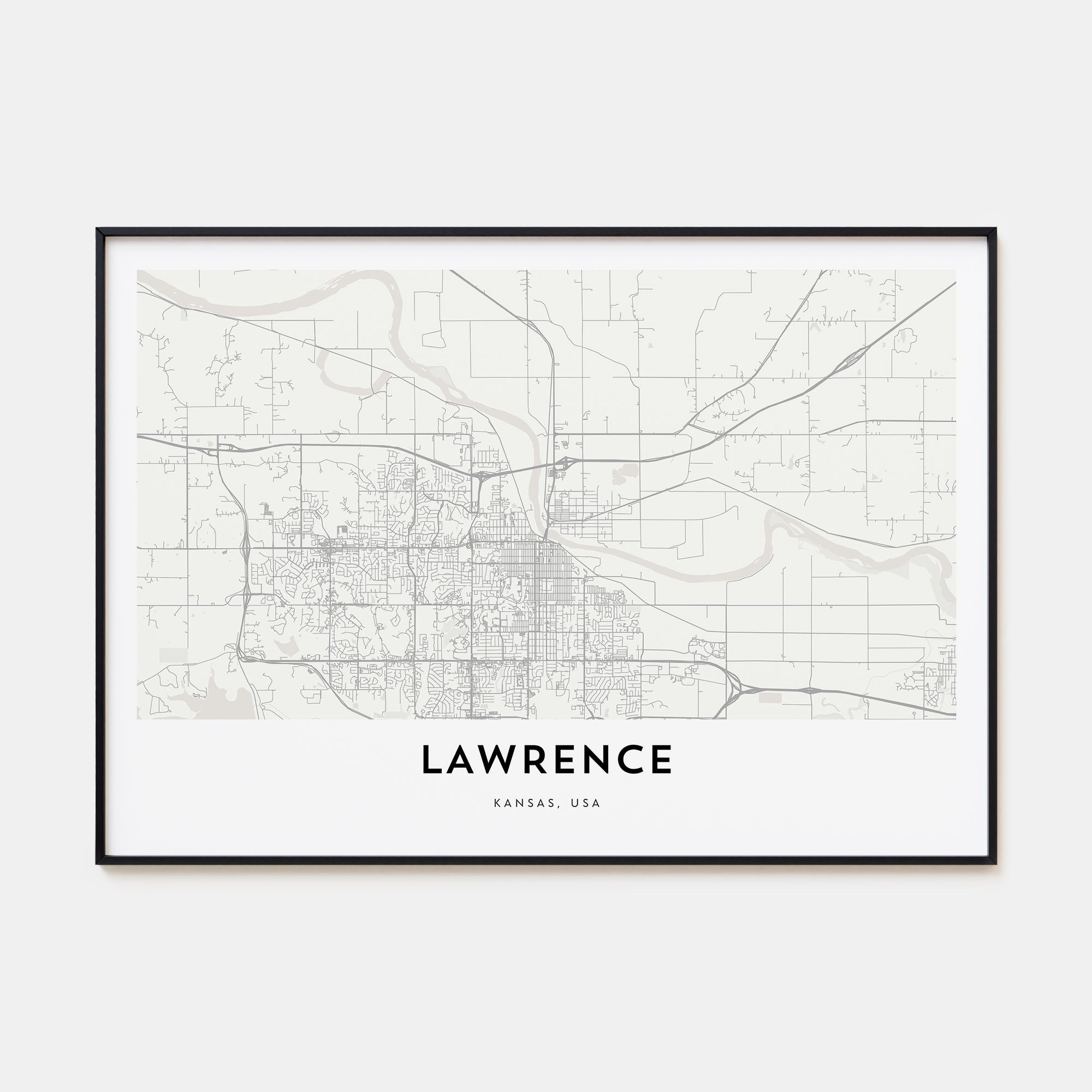 Lawrence, Kansas Map Landscape Poster