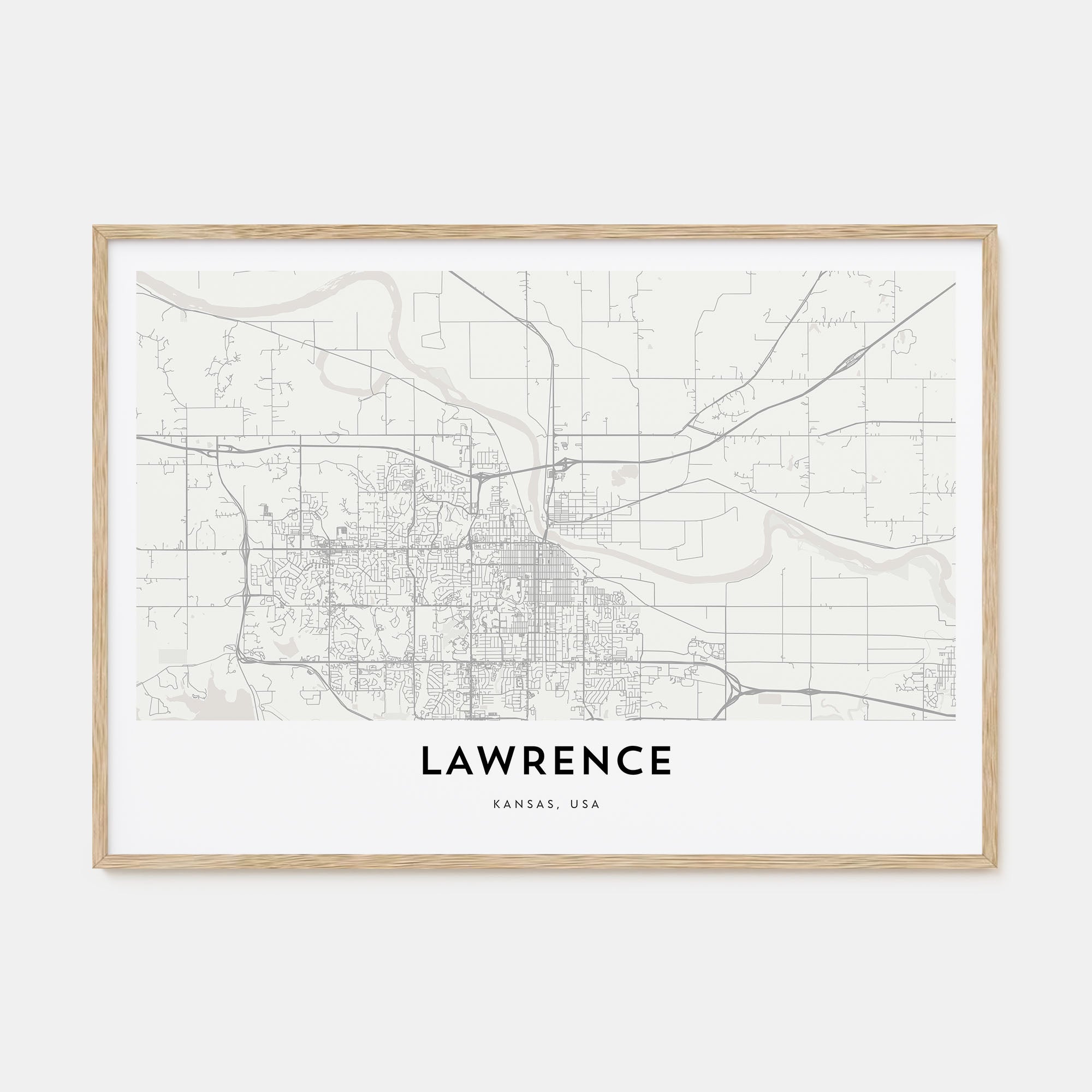 Lawrence, Kansas Map Landscape Poster