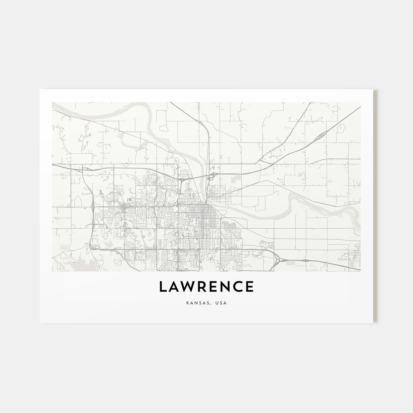 Lawrence, Kansas Map Landscape Poster