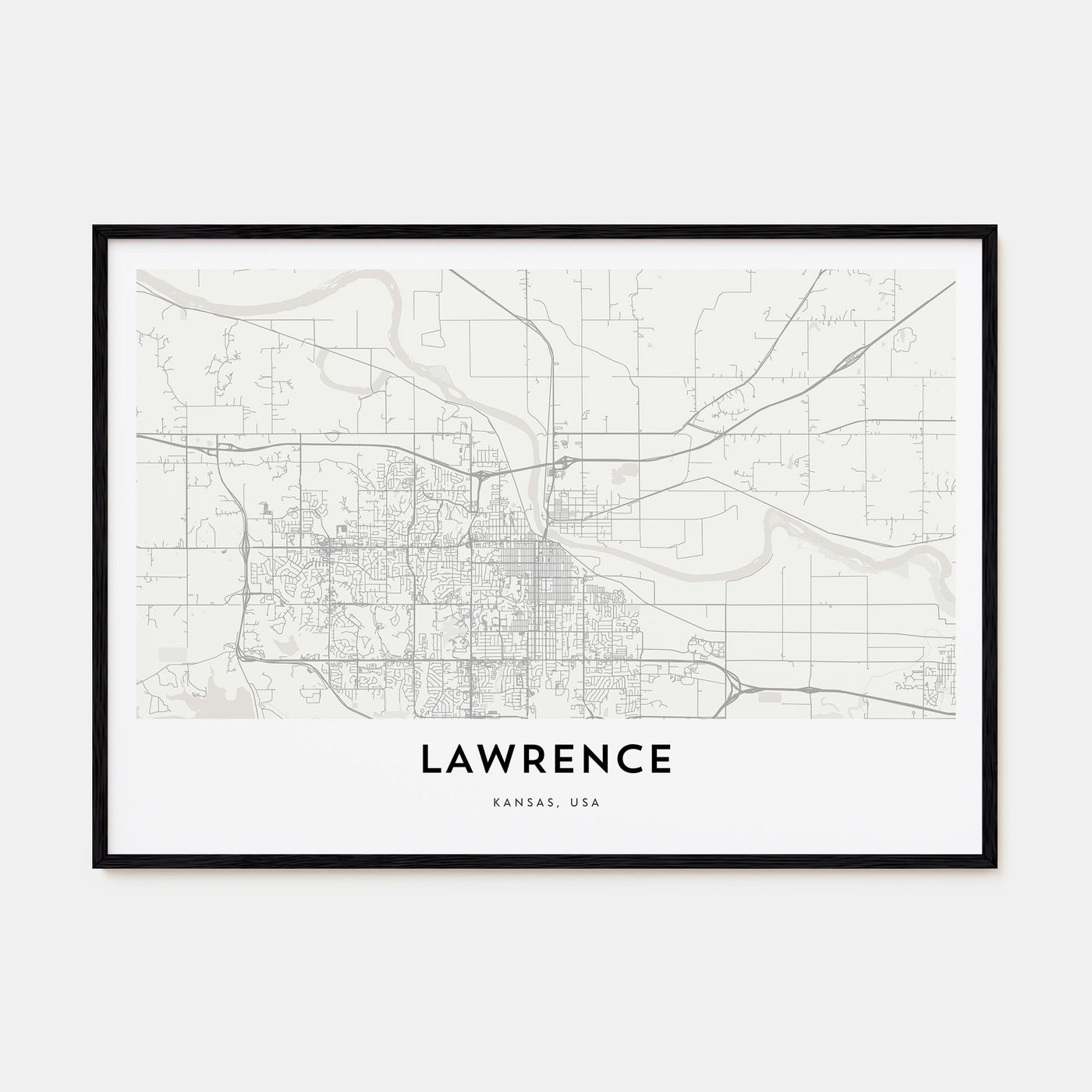Lawrence, Kansas Map Landscape Poster