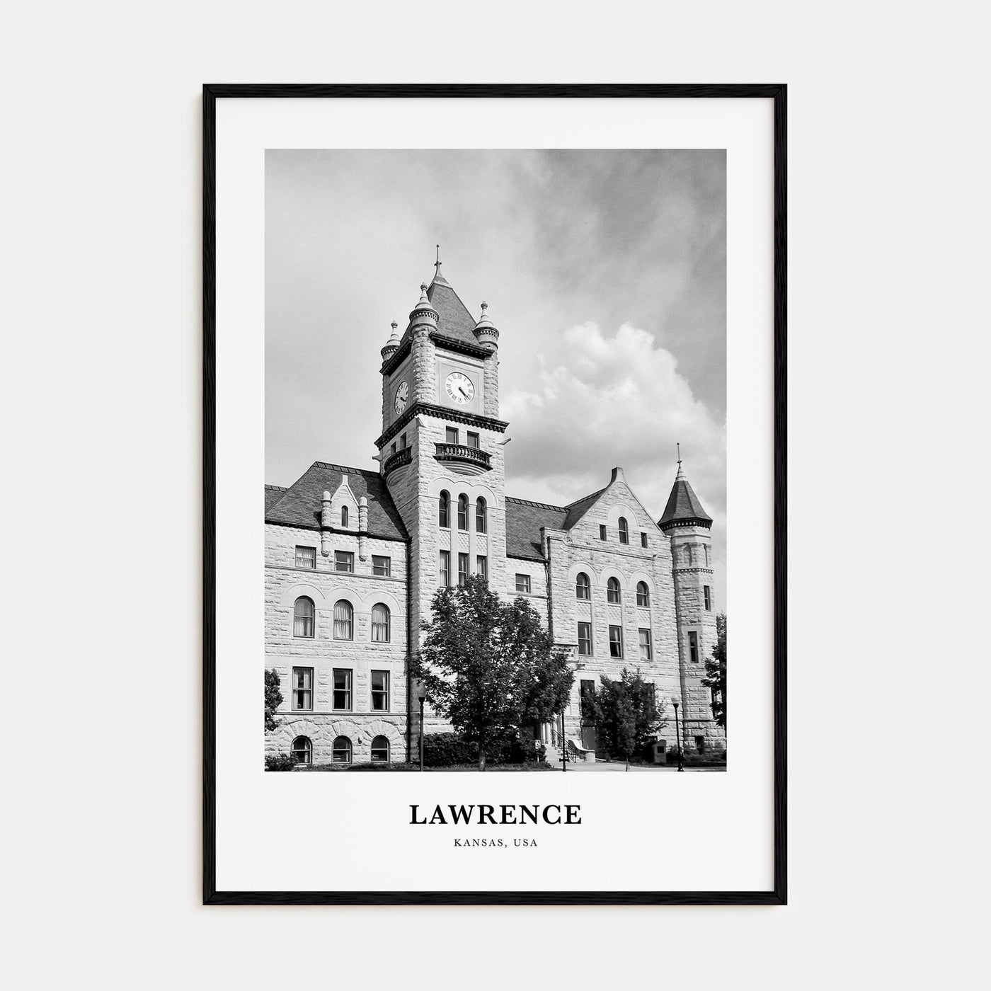 Lawrence, Kansas Portrait B&W Poster