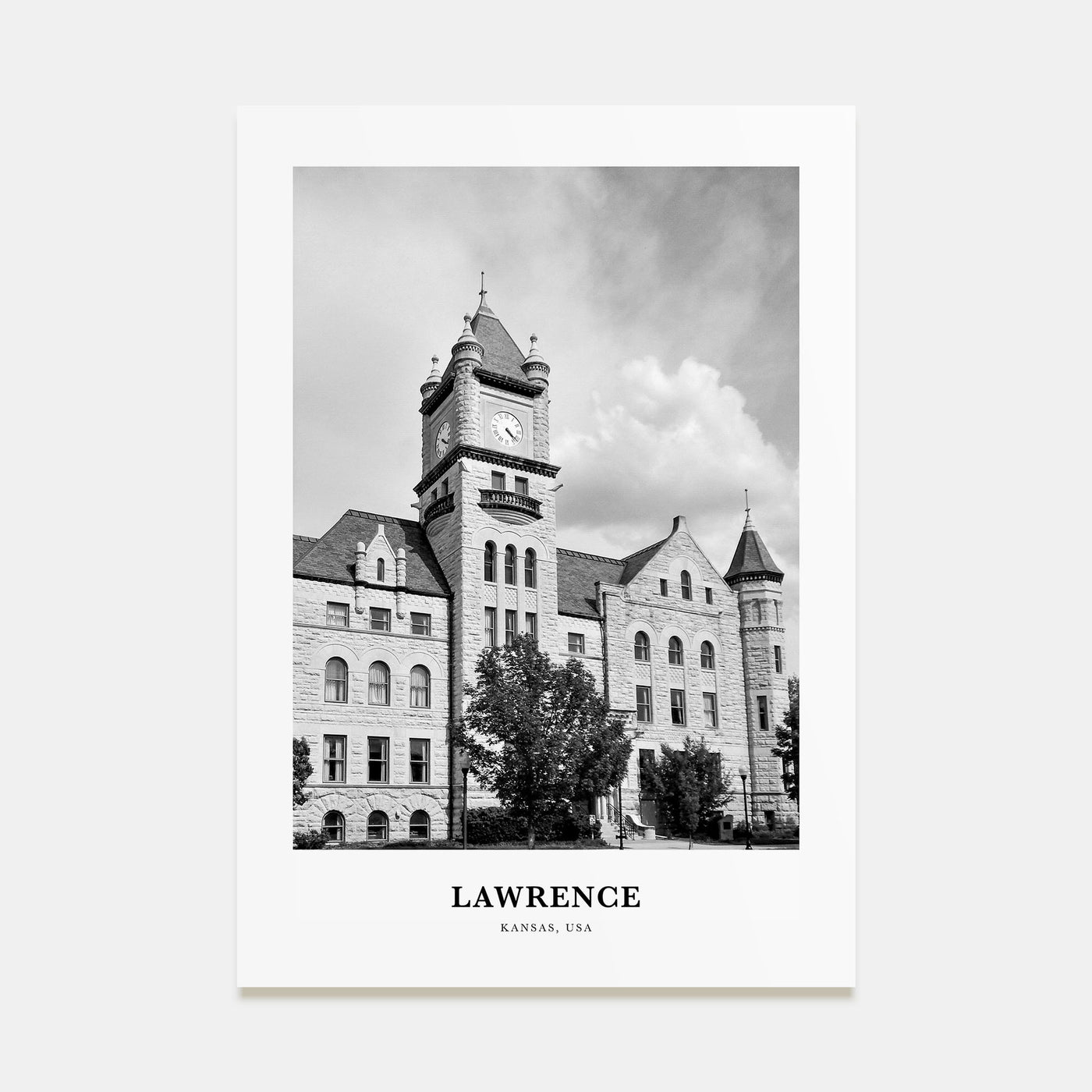 Lawrence, Kansas Portrait B&W Poster