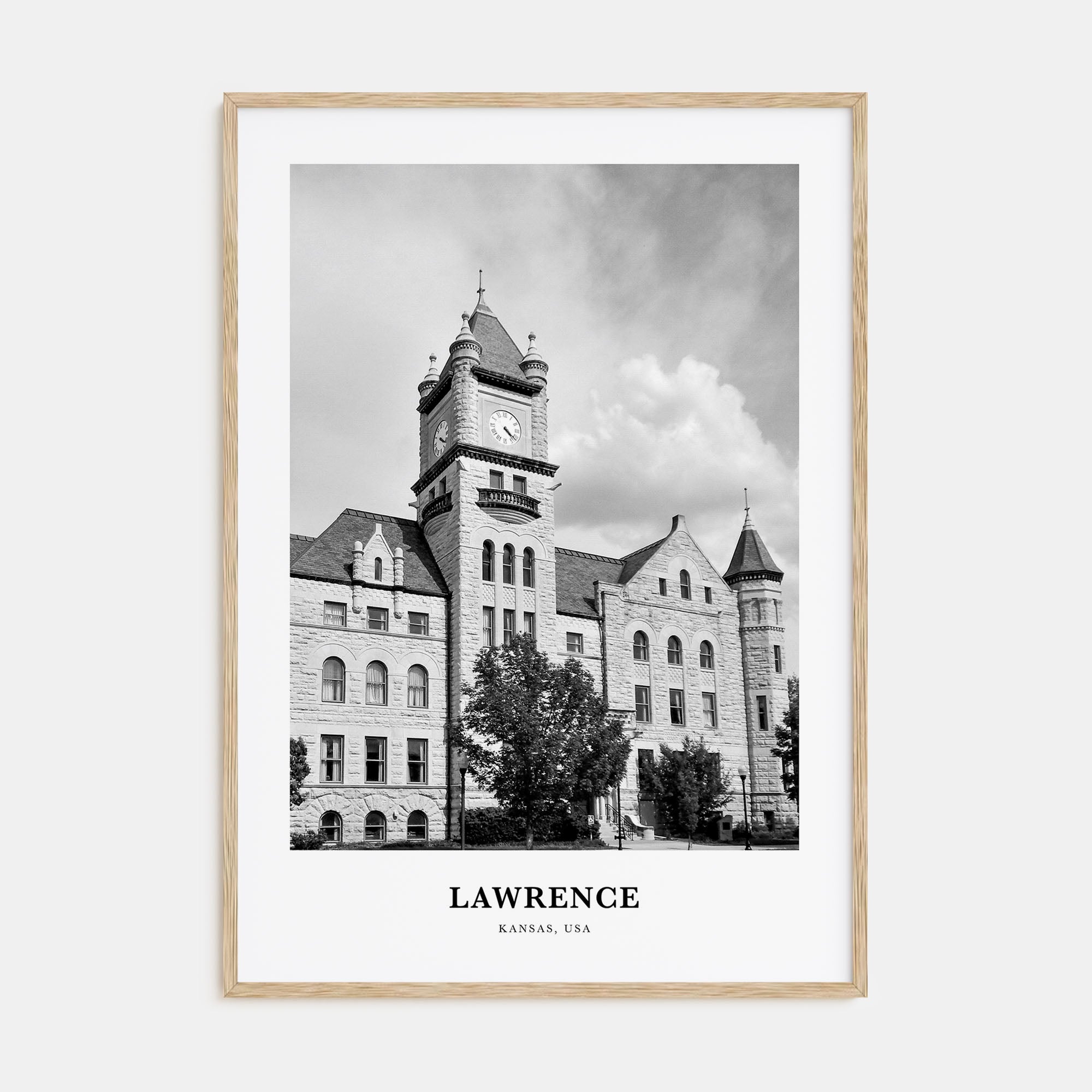Lawrence, Kansas Portrait B&W Poster