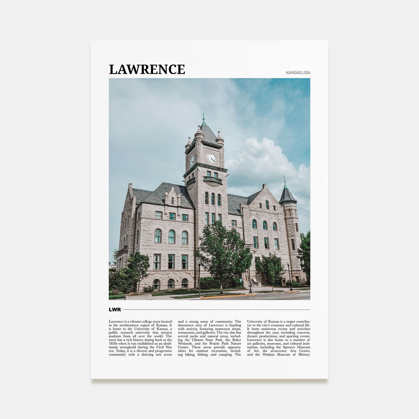 Lawrence, Kansas Travel Color Poster