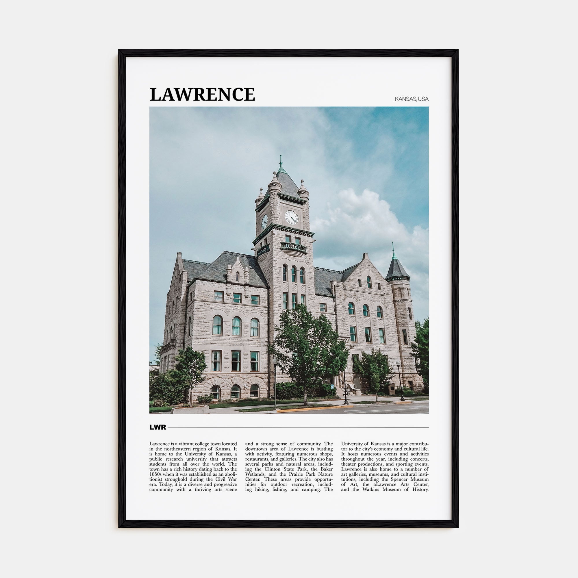 Lawrence, Kansas Travel Color Poster