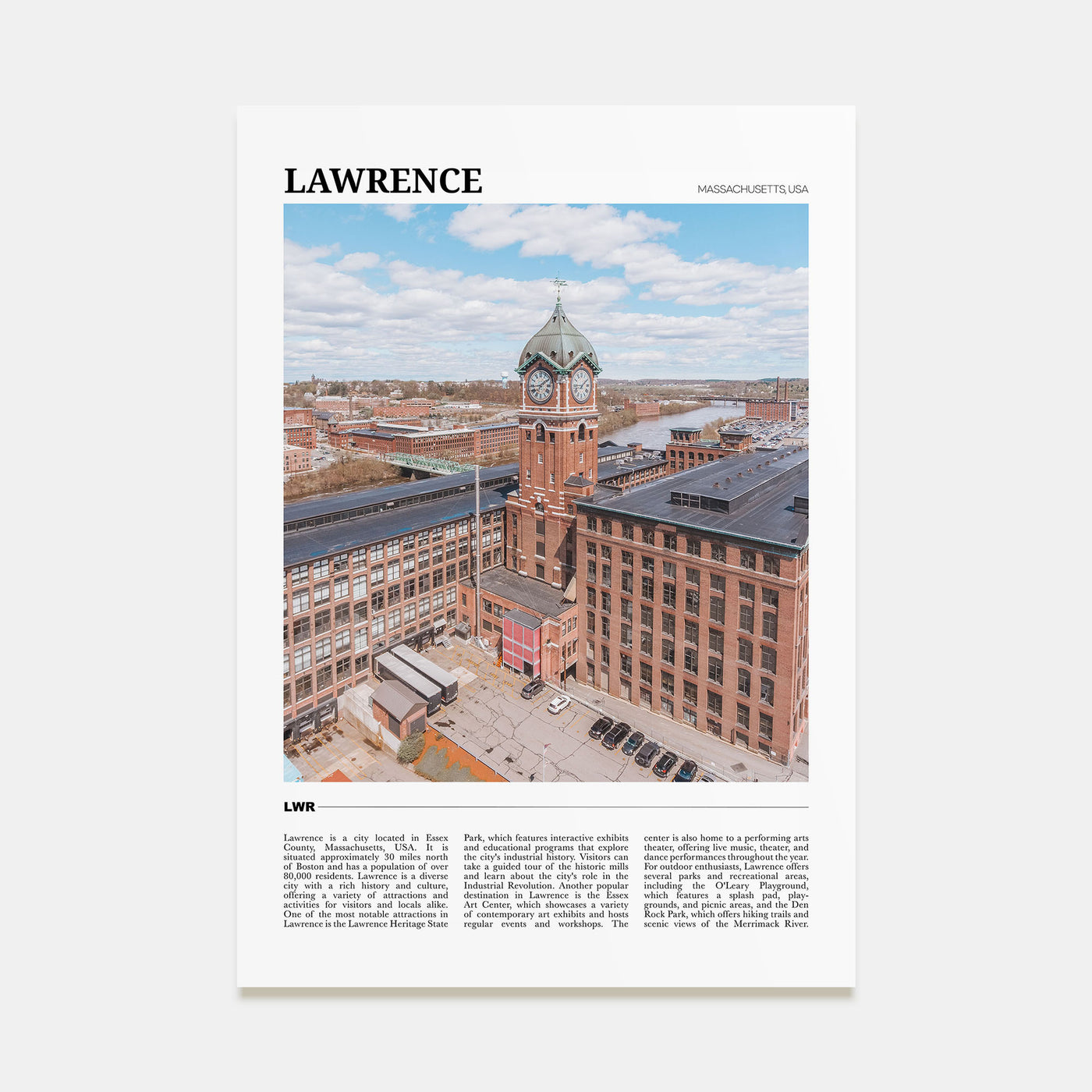 Lawrence, Massachusetts Travel Color Poster