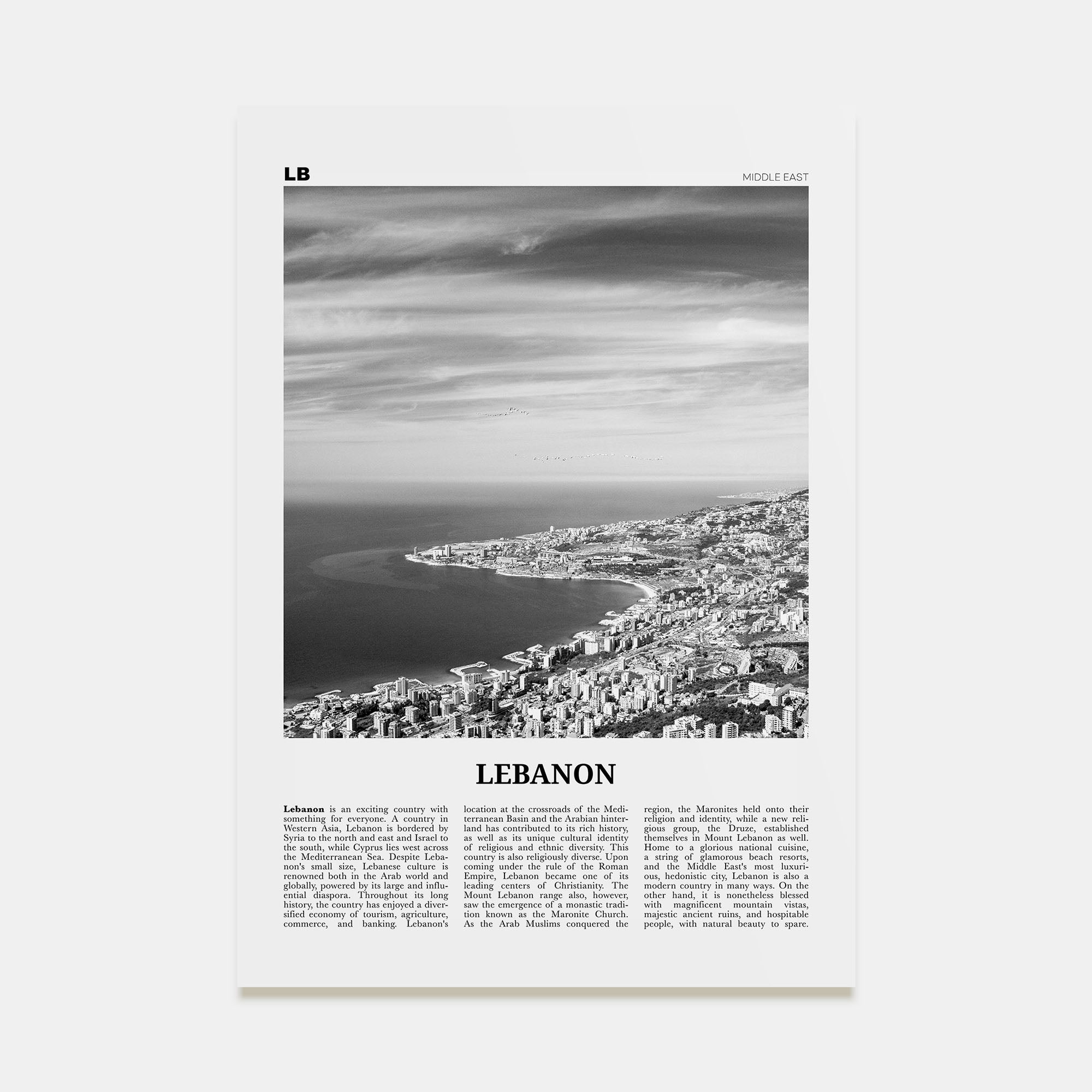 Lebanon Travel B&W No 1 Poster