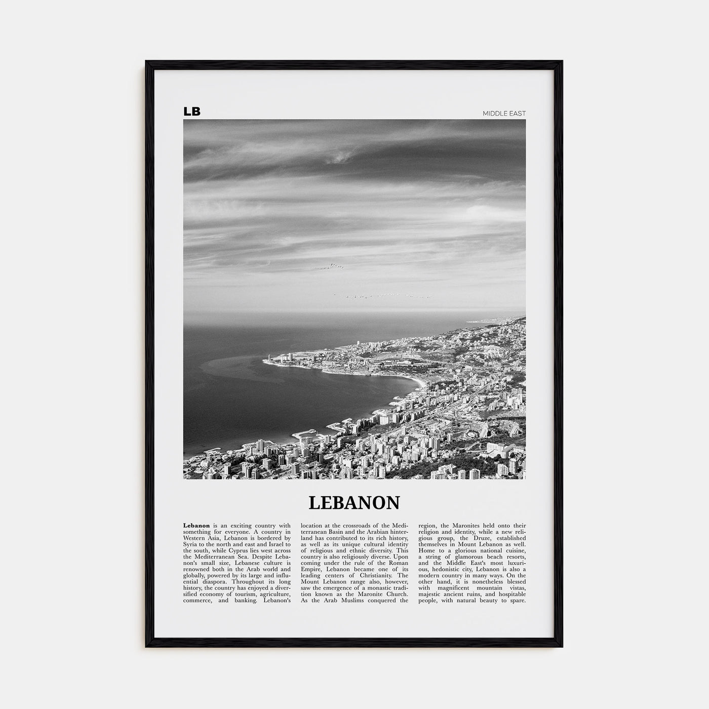 Lebanon Travel B&W No 1 Poster
