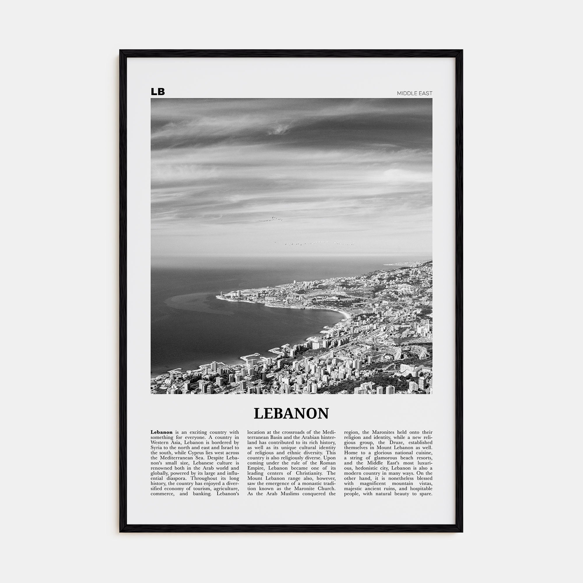 Lebanon Travel B&W No 1 Poster