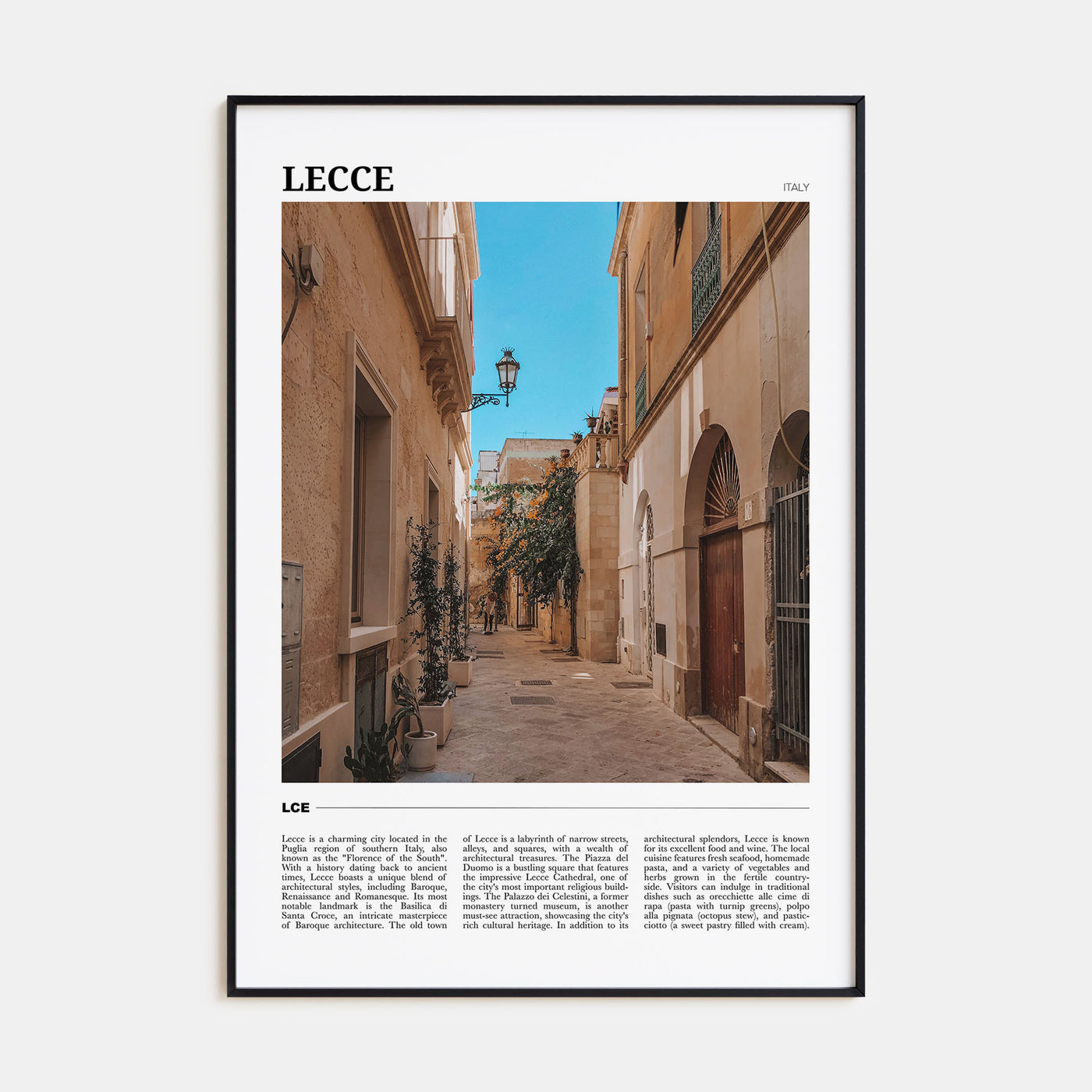 Lecce Travel Color Poster