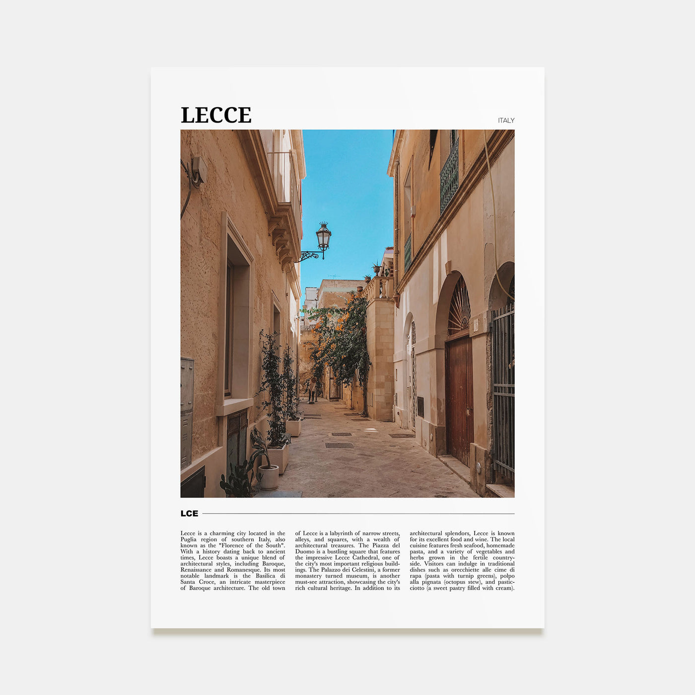 Lecce Travel Color Poster