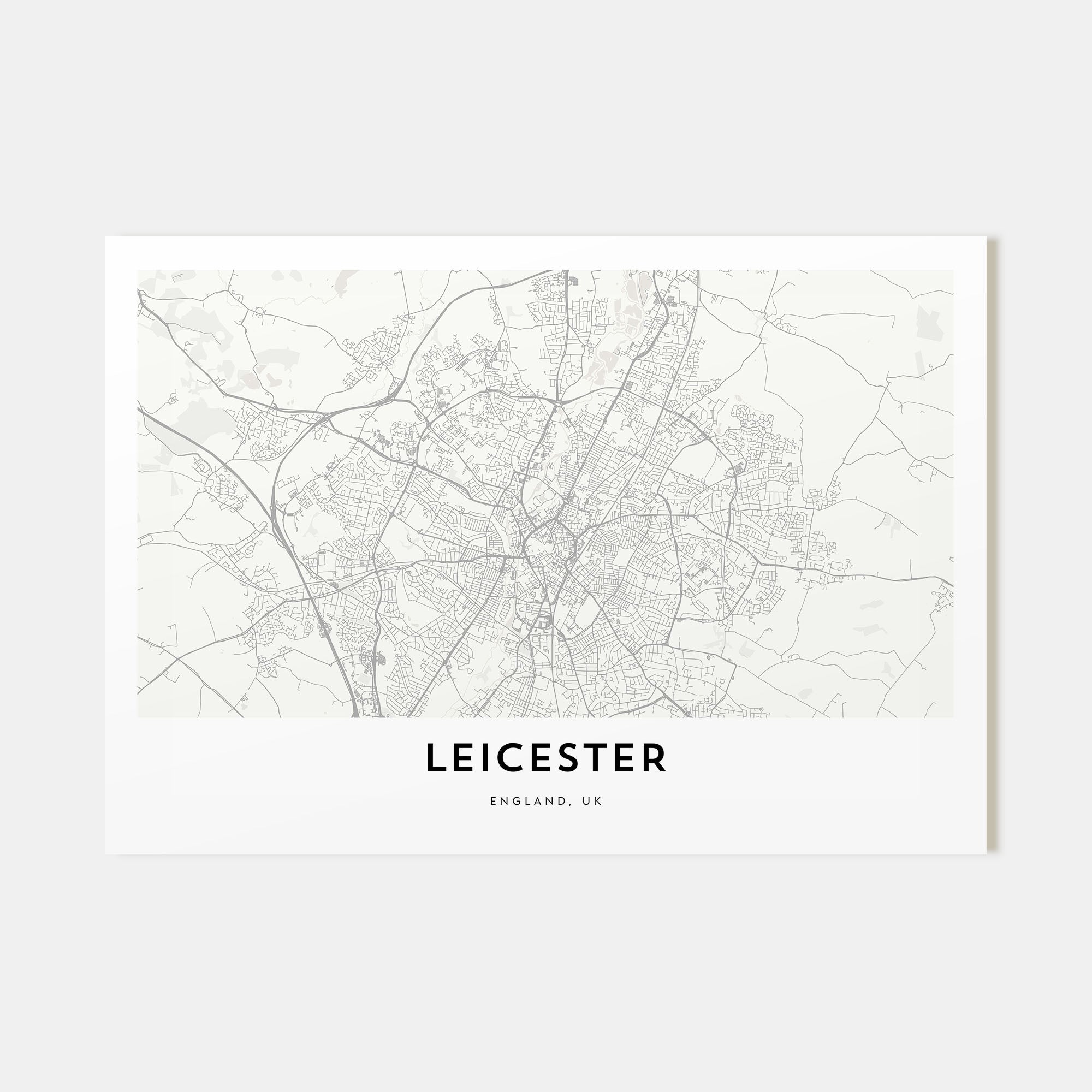 Leicester Map Landscape Poster