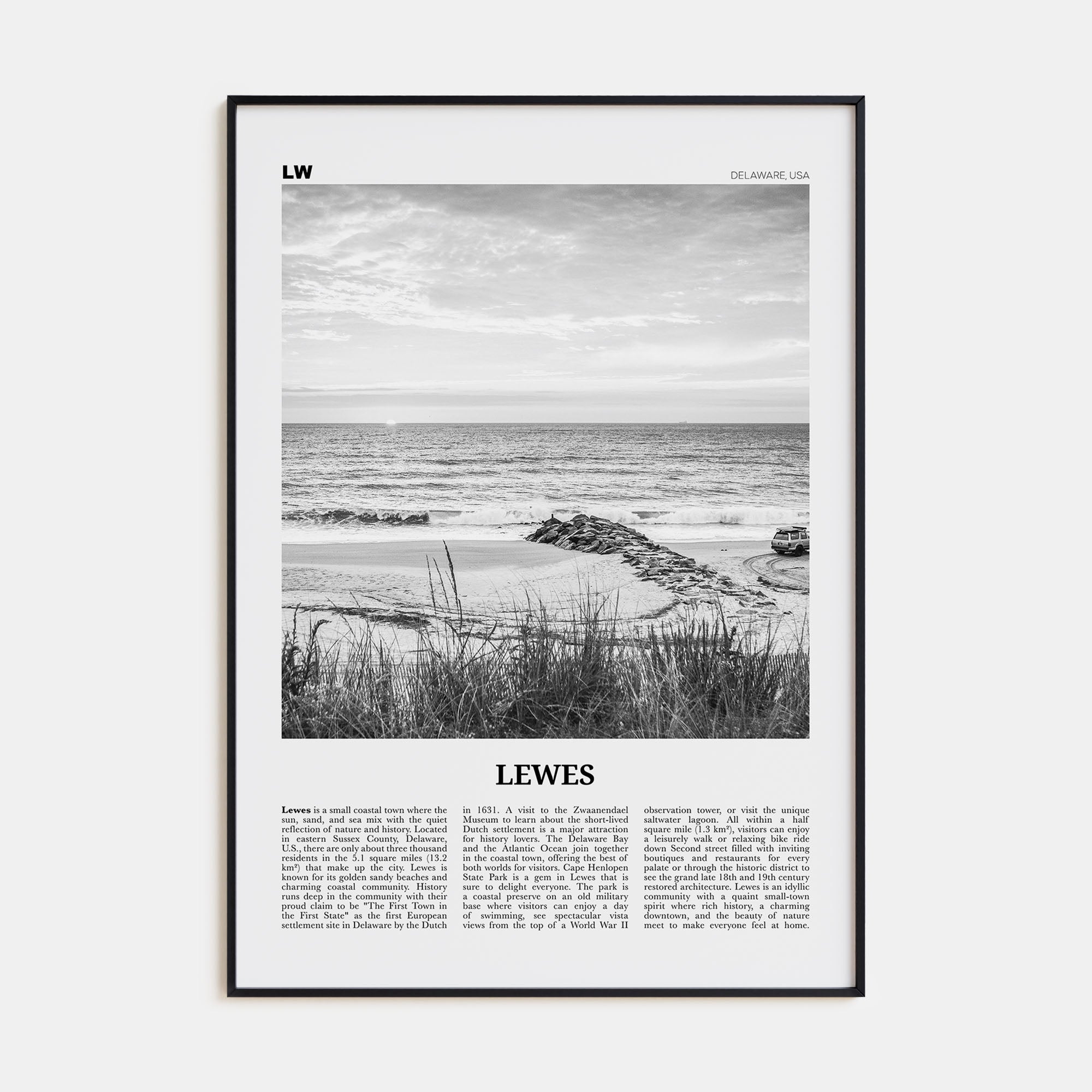 Lewes Travel B&W Poster