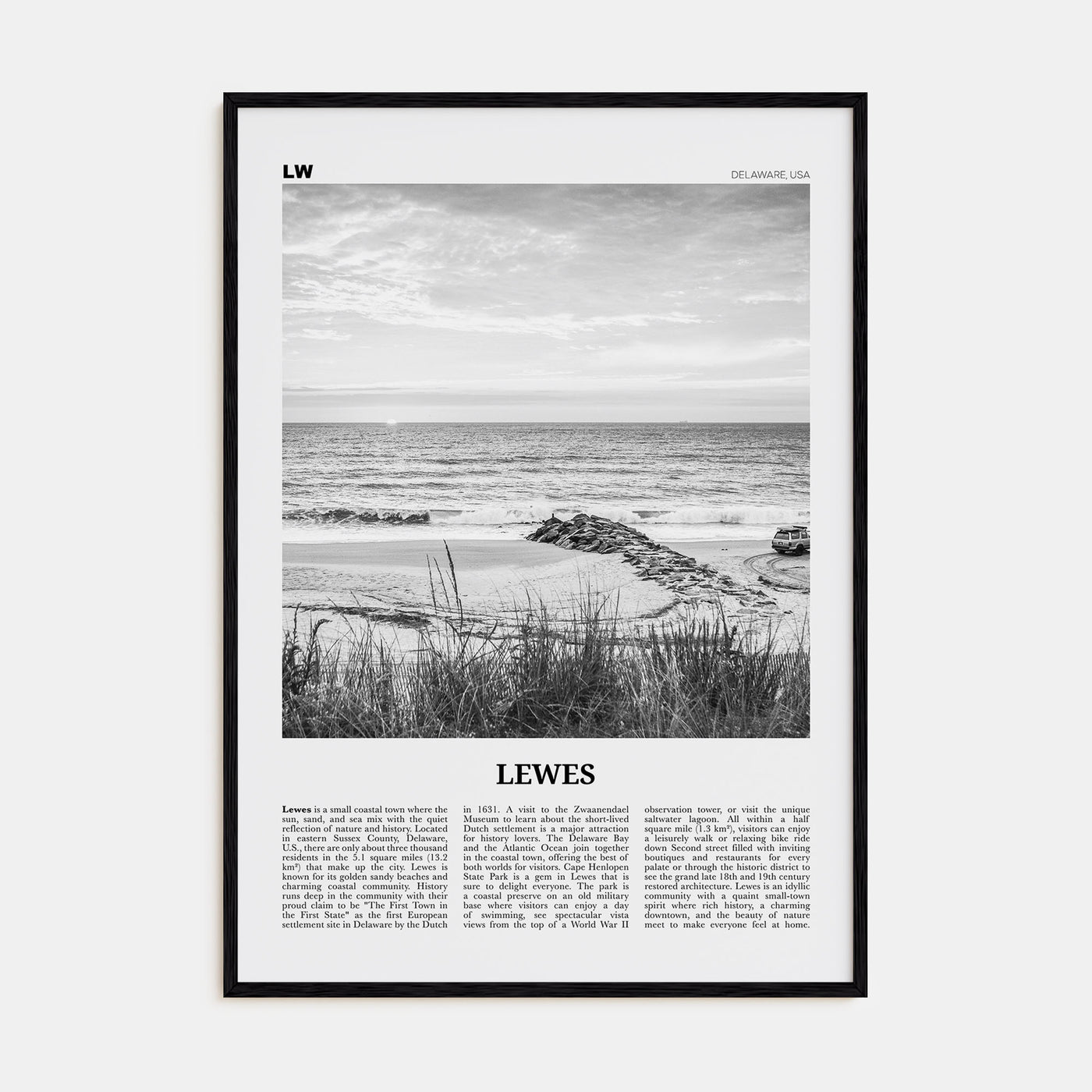 Lewes Travel B&W Poster