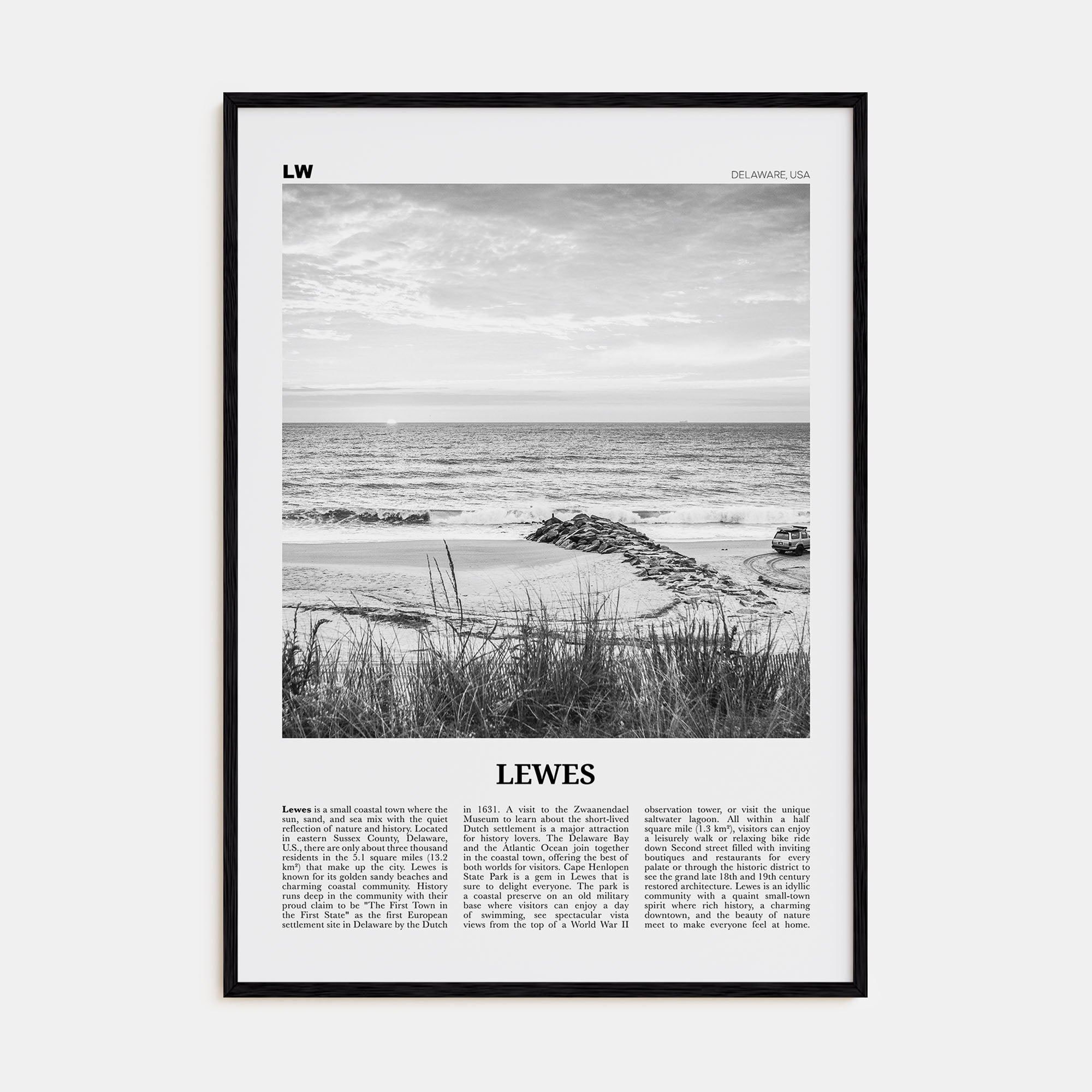 Lewes Travel B&W Poster